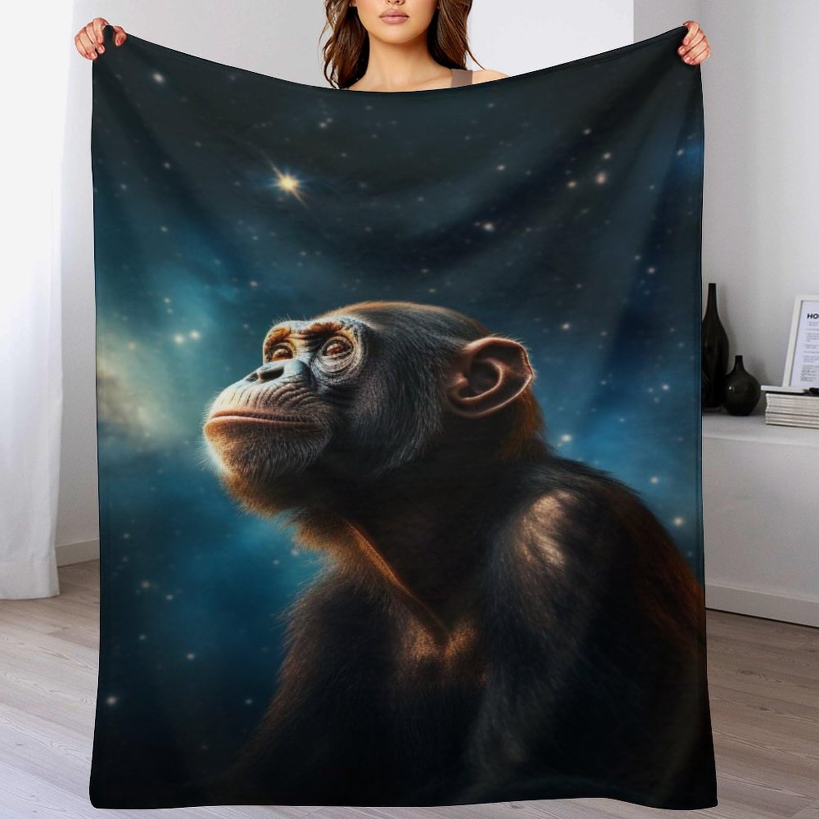 Couverture polaire singe en flanelle 150x200cm chaude et douce pour lit