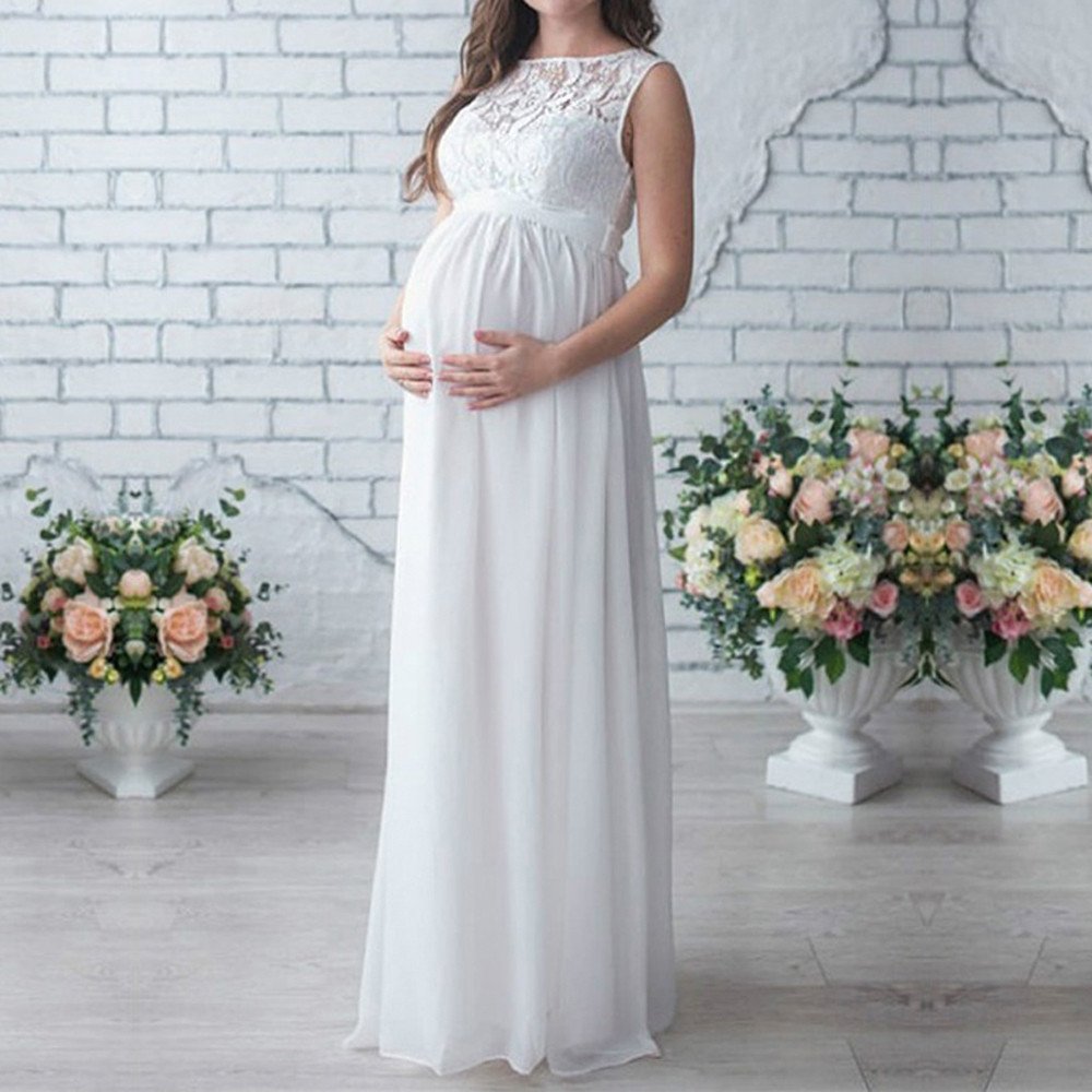 Kielsjajd Abendkleid Damen Elegant - Umstandskleid Fotoshooting Schulterfreies Chiffon Tüll Langes Schwanger Kleidung Festlich Hochzeit Elegant Abendkleider Umstandsmode