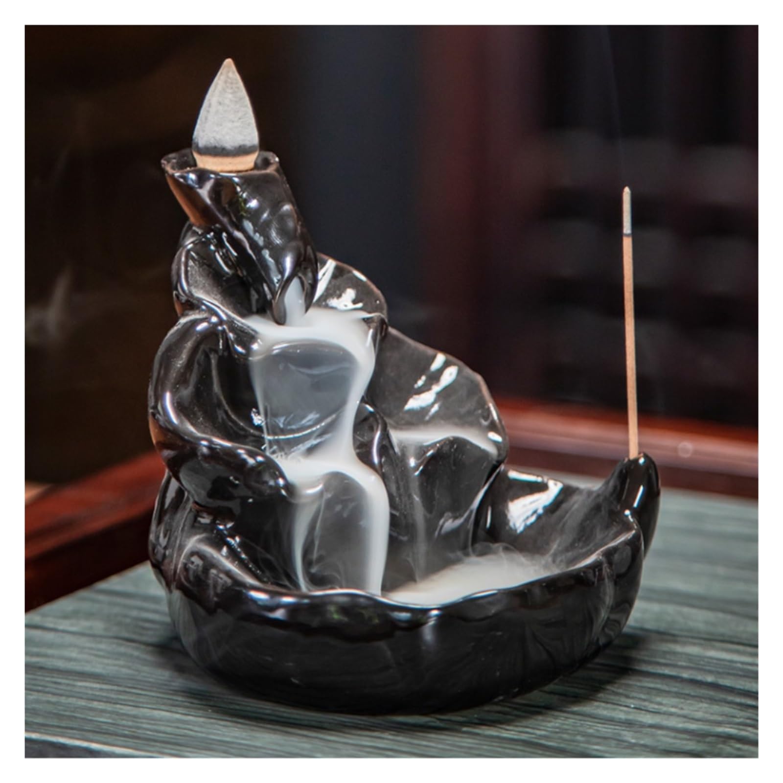 Räucherstäbchen Räuchergefäß Halter Räuchergefäß Ornamente Haushalt Aromatherapie Brenner Keramik Räucherstäbchen Räucherstäbchenhalter Zuhause Büro Yoga(Black)