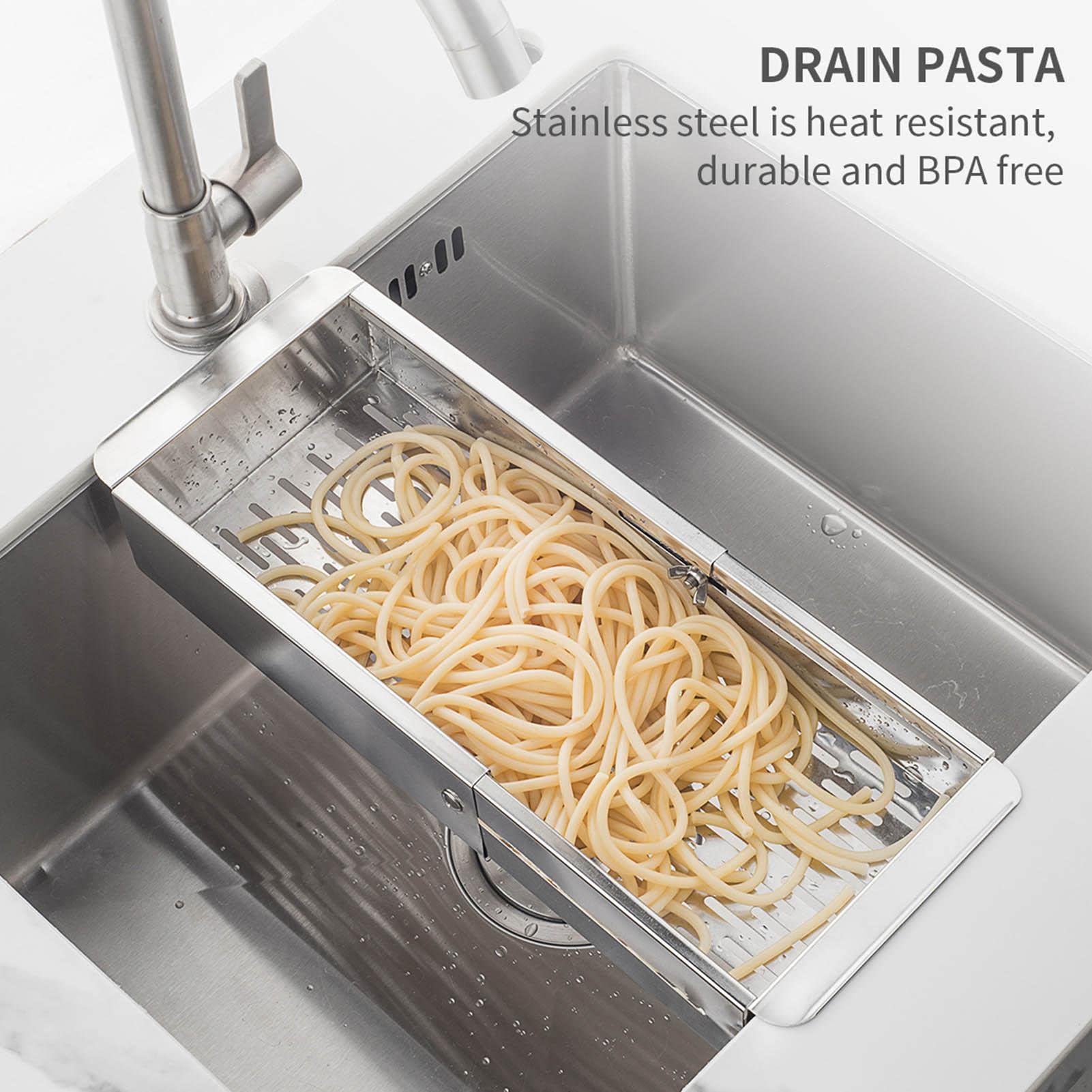 2 Pcs fregadero para fregadero cocina - Cestas colador expandibles | Comida frutas vegetales fideos Pasta Cesta , capaz extenderse 9,84 pulgadas a 16,33 pulgadas