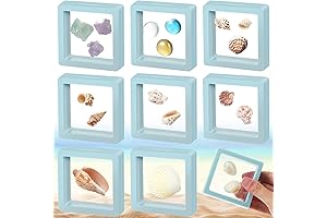 Juexica 9 Pcs Seashell Holder: 3D Floating Acrylic Display Cases for Sea...