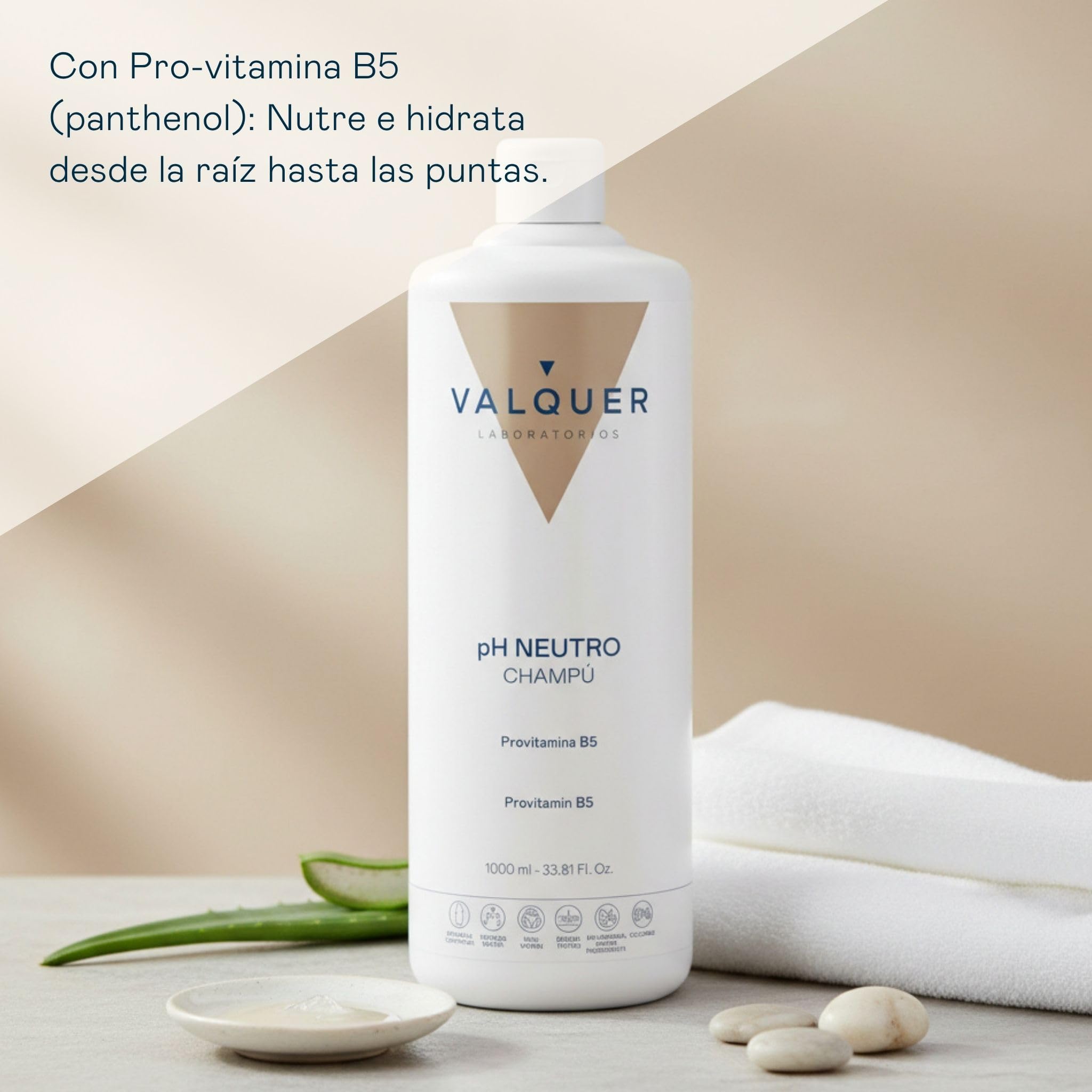 VALQUER Champú Revitalizante pH Neutro | Fortalece, Hidrata, Repara y Aporta Brillo al Cabello Dañado | Con Ingredientes Naturales y Vitamina B5 para Todo Tipo de Pelo | 1 L