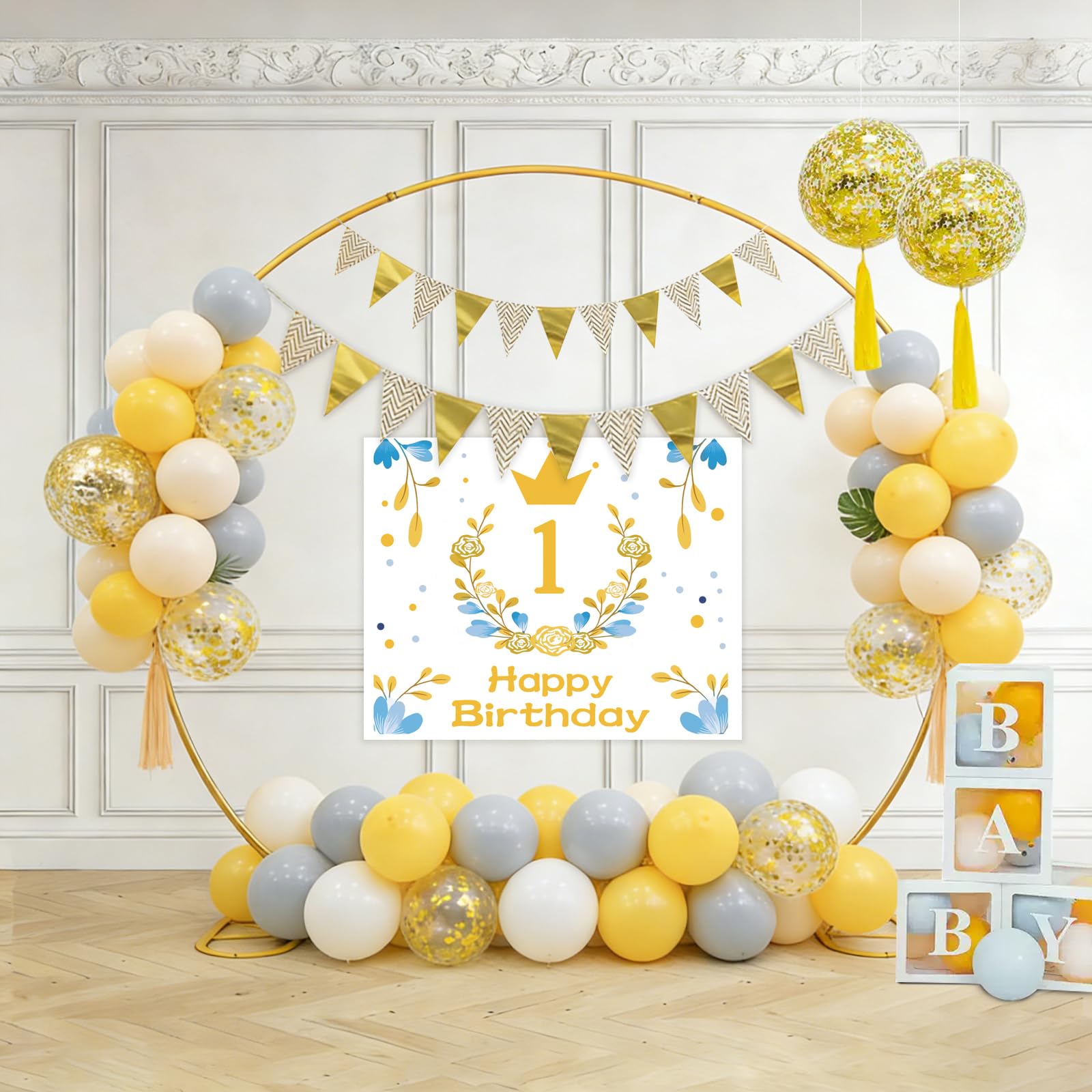 2,4 m Langer Ballonbogenständer, runder Hintergrundständer, Goldener Kreis, Hochzeitsbogenrahmen für Hochzeit, Valentinstag, Geburtstag, Party, Freunde, Weihnachten, Gartendekoration