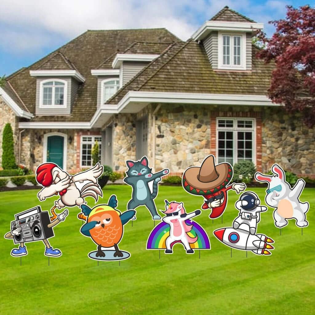 VictoryStore Yard Decorations - Accessories Outdoor Yard Signs 2 Stakes Included Per Sign (Dabbing Characters 13621)