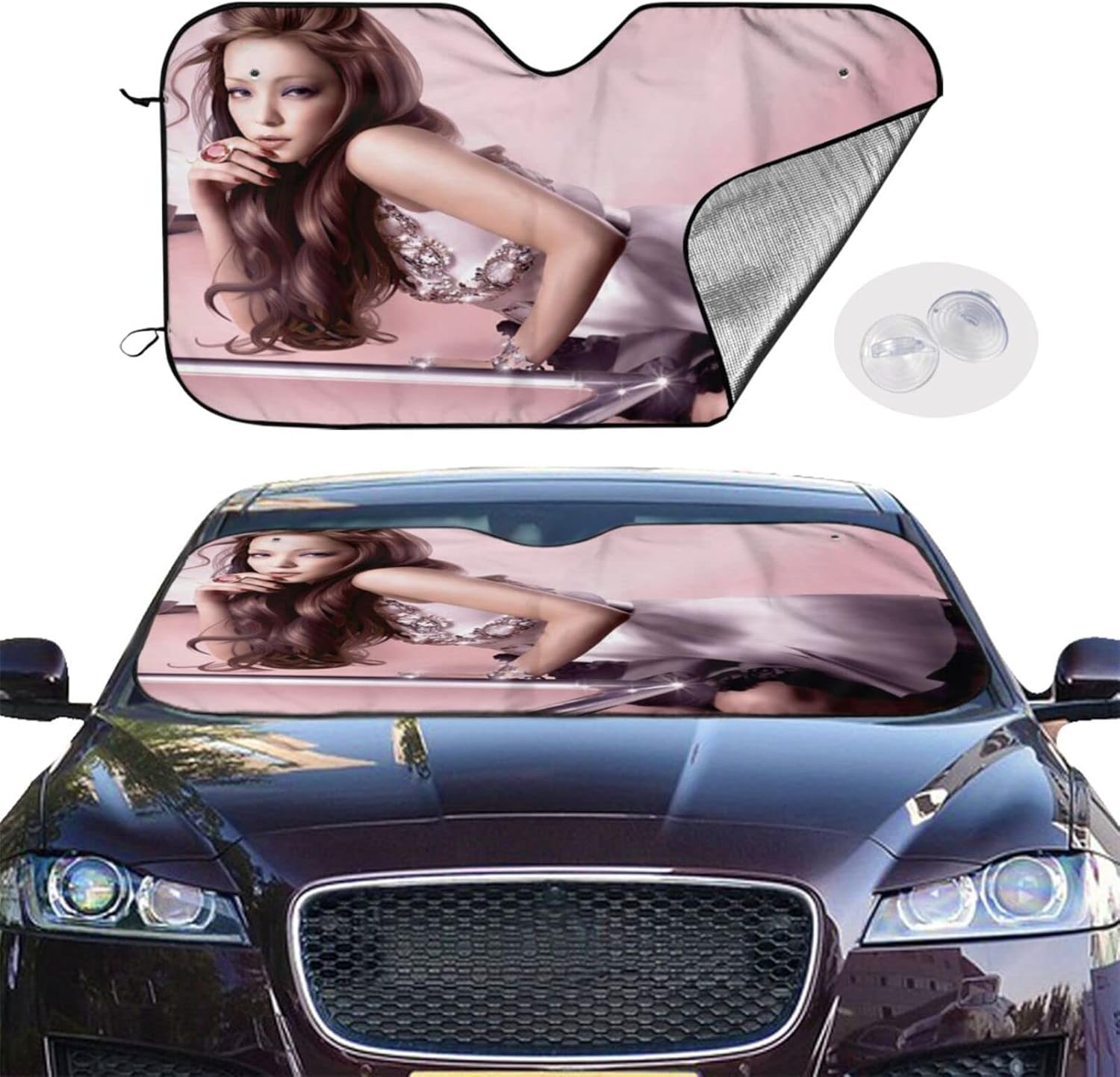 直営のファッション通販サイト Enevotxかわいい車の風防日除け幾何学的3 Dアクアライムグリーン形状デザイン風防折り畳み2ピースのための面白い車 の日除け車を紫外線と熱から保護するほと 販売売品 Expandedmesh In