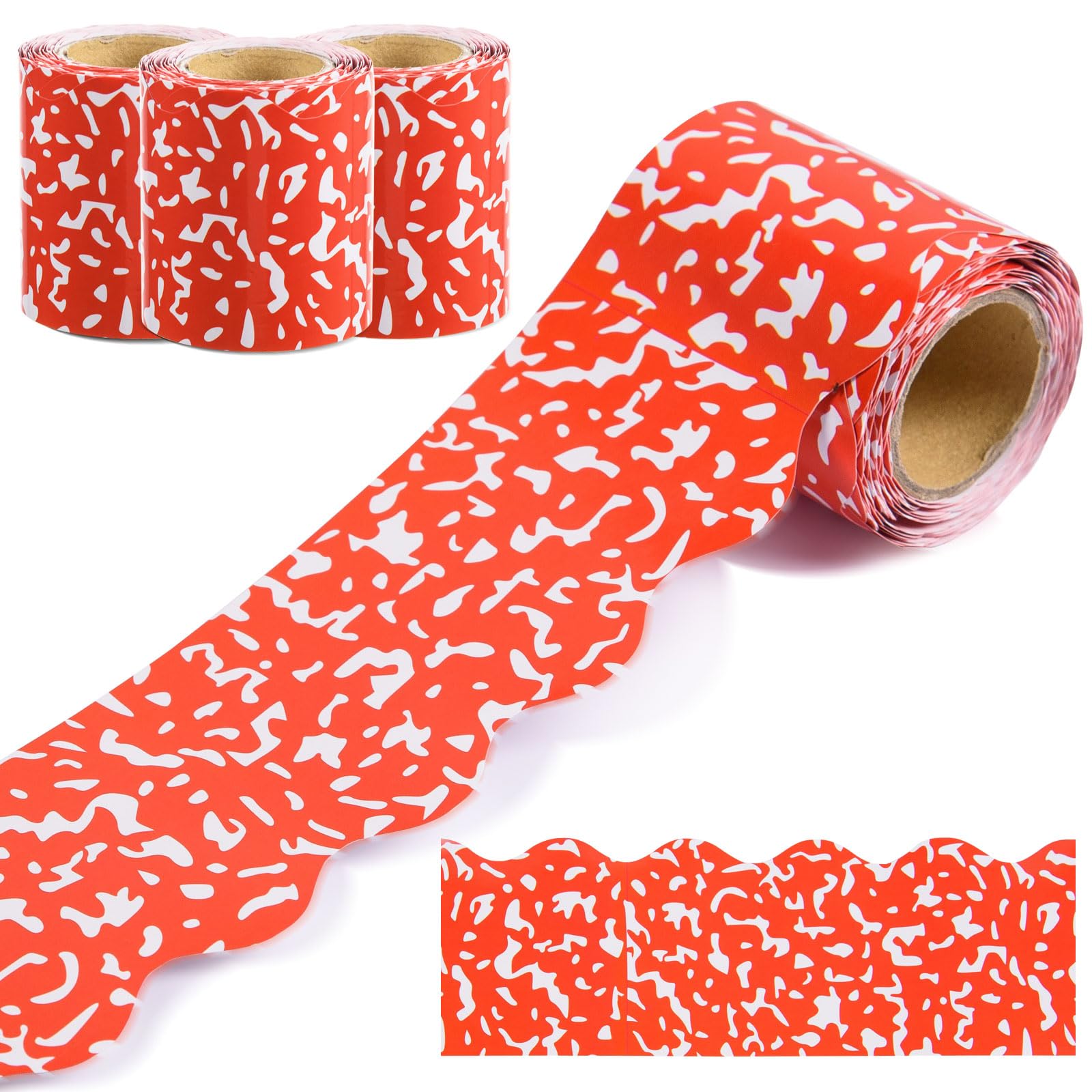 AWIZOM 99 Feet Composition Bulletin Board Border Composition Scalloped Border Trim Red and White Composition Classroom Decorations for Christmas Back to School Theme Party Classroom Decor,3 Rolls