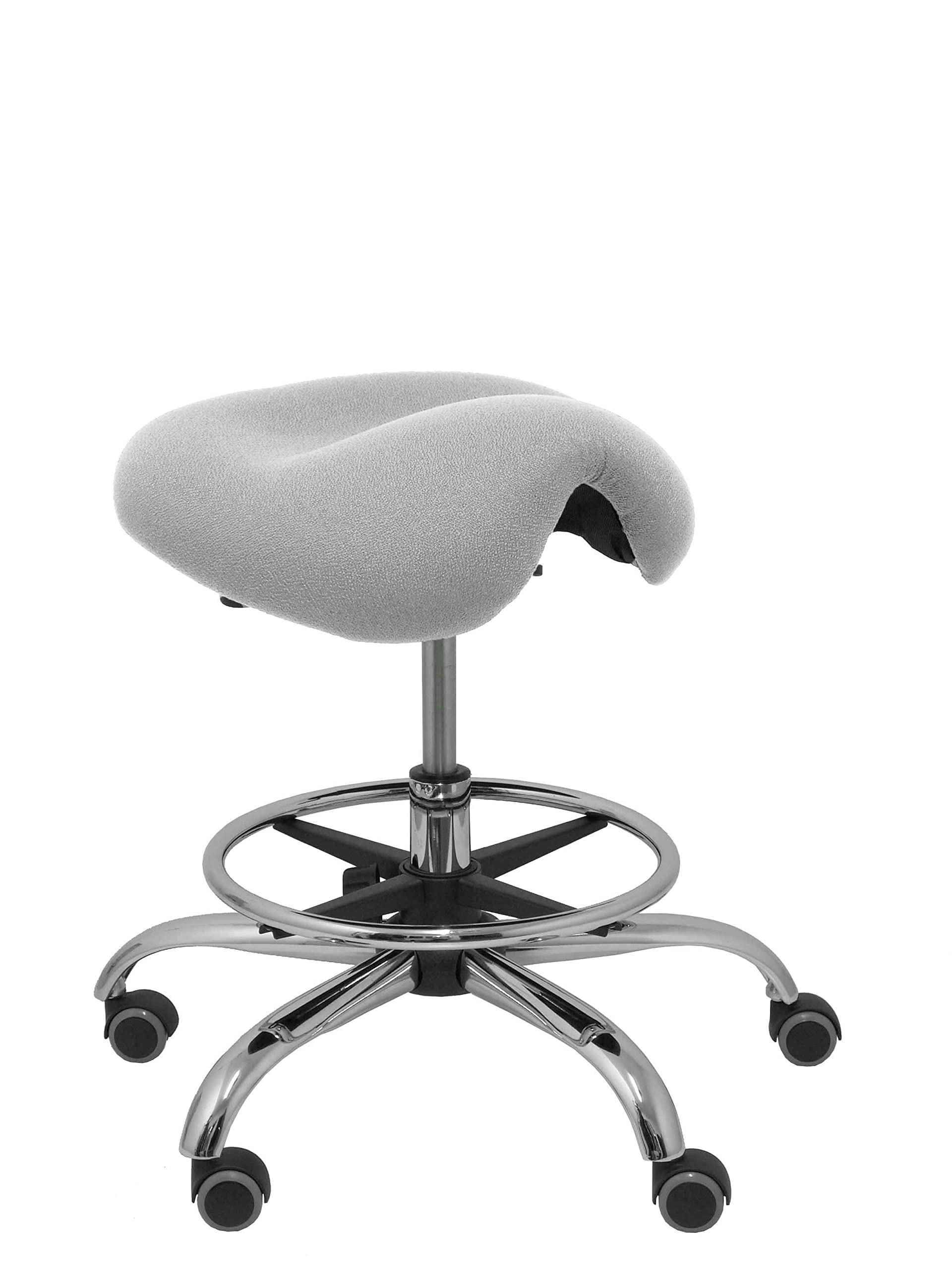 Piqueras y Crespo Modelo Ergo - Taburete clínico Giratorio y ergonómico con Asiento anatómico y Regulable en Altura(aro reposapiés Cromado Incluido)