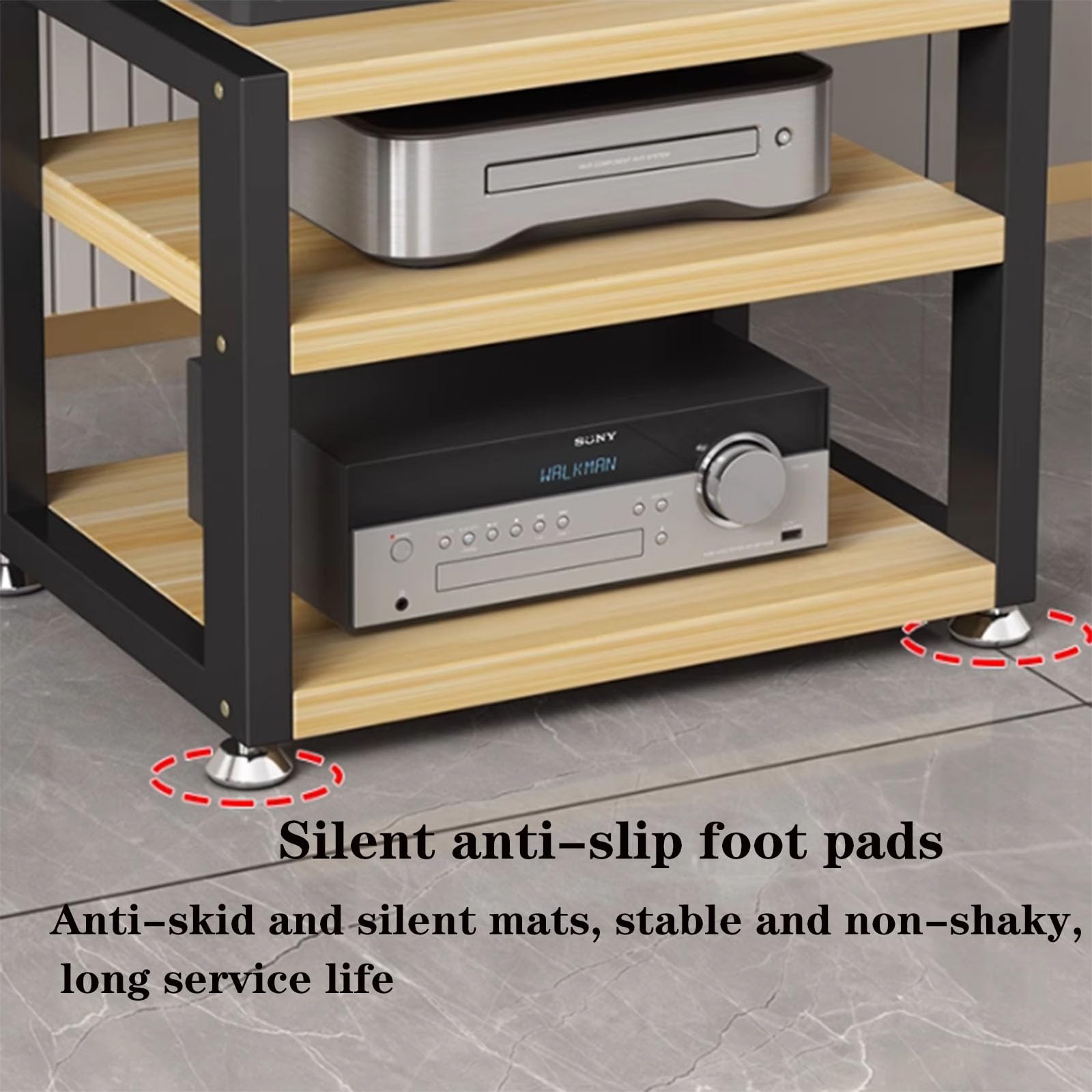 Nowoczesna szafka stereo 4-poziomowy stojak audio do salonu pokoju gier sypialni studia nagraniowego - stylowy sprzęt do przechowywania odtwarzacza multimedialnego na biurko