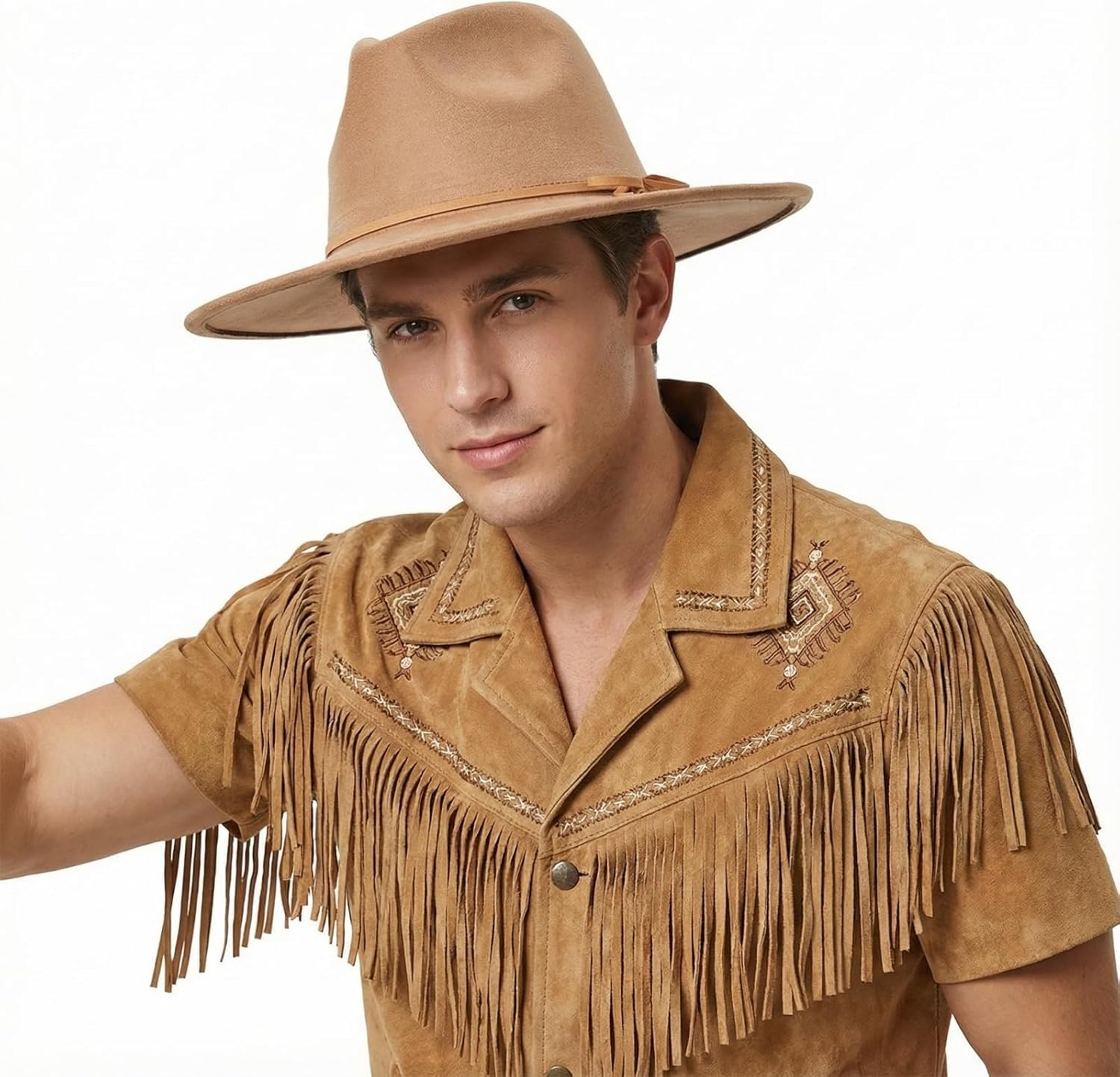 Fedora Hat for Women and Men, Classic Winter Wide Brim Felt Panama Hat Adjustable Suede Western Jazz Cap