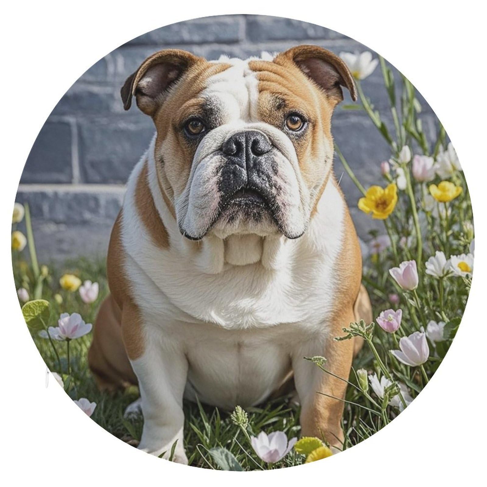 LZQPOEAS Funny Bulldog Swivel Seat Cushion with Supportive Memory Foam Comfort Round Bar Stool Cushion 15.3" Diameter Rotating Seat Cushions Fashion Chair Pad for Car Office Home