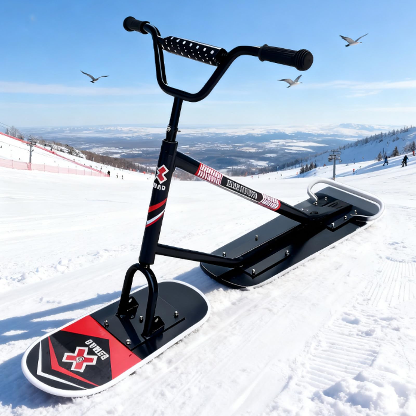 Monopattino da neve All-Terrain con sterzo a 360° e telaio triplo rinforzato per adulti, supporta 150 kg di capacità