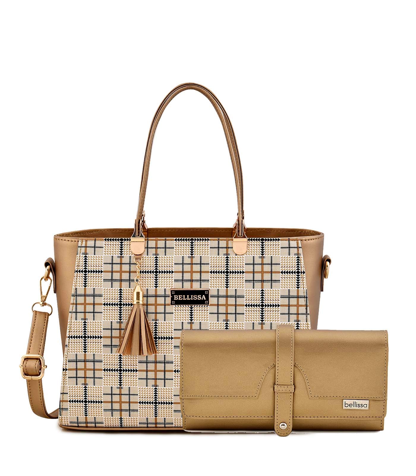 BELLISSA Checkered Printed PU Leather Handbag & Wallet Combo For Women | Shoulder Bag With Adjustable & Detachable Sling Strap |Wallet For Women | Pack Of 2 (B08GJ831GY) Amazon Price History, Amazon Price Tracker