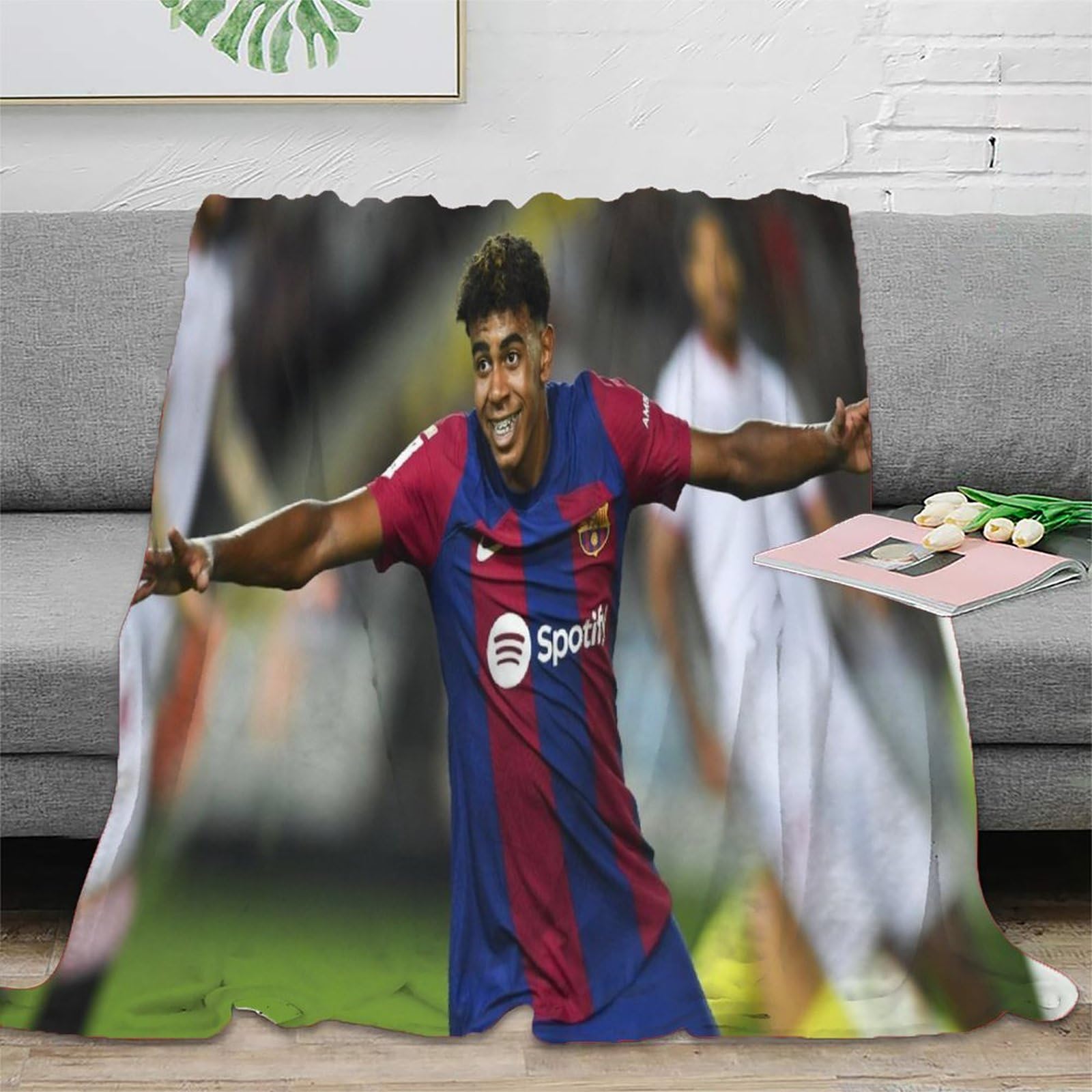 Mjczegdcr Boys Lamine Yamal 3D Printed Throw Blanket Bedding Plush Soft Cozy Lightweight Fluffy Gifts For Bed And Couch For Girls All Season Couch Sofa 60X80inch(150X200cm)