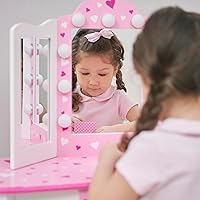 Vista 9 de Teamson Kids - Sweethearts Print Gisele Medium Vanity - Blanco/Rosa
