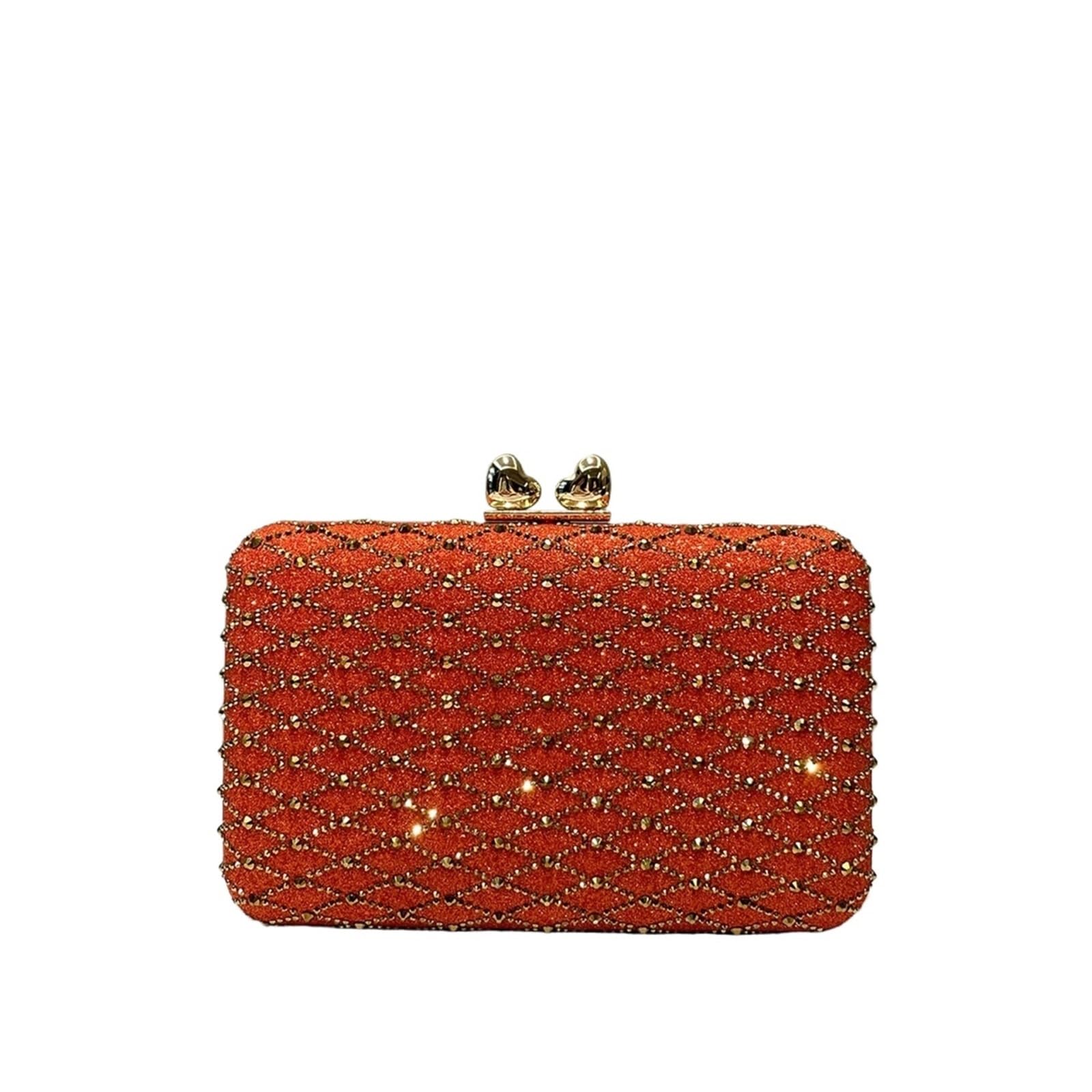 Pochette da Sera da Donna con Strass e Chiusura in Metallo. Pochette Rigida Scintillante con Strass e Chiusura sicura, Perfetta per Matrimoni e Feste.