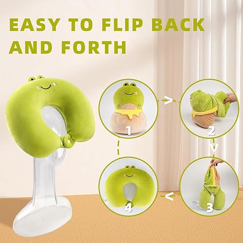 Miniatura 2 de Homerchant Almohada de viaje para niños y adultos, almohadas cervicales para aviones para dormir, viajes, convertible, ajustable, suave, de felpa,