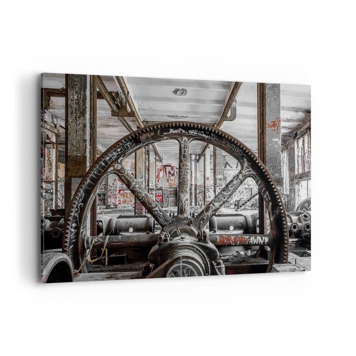 Cuadros Decoracion Salon Máquina Industriales Graffiti Lienzos decorativos 120x80cm Cuadro Sobre Lienzo Moderno Dormitorio Cocina Cuadros Pared Imágenes Wall Art Prints Decor Grande XXL AA120x80-4304