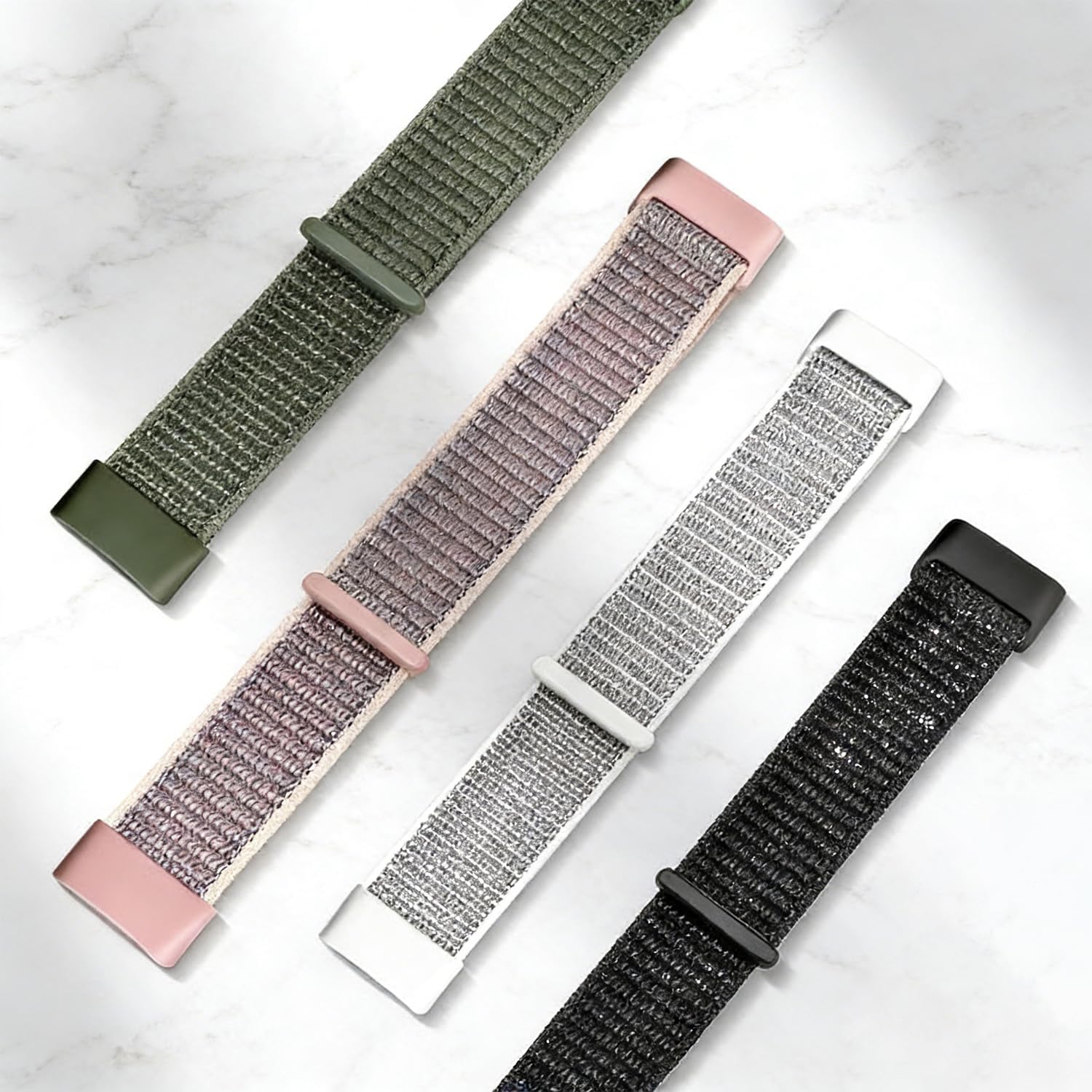 Sundara Sport Loop Nylon Watch Bands Compatible with Fitbit Charge 6/5, Adjustable Breathable Replacement Soft Nylon Loop Wristband for Women/Men. image 5