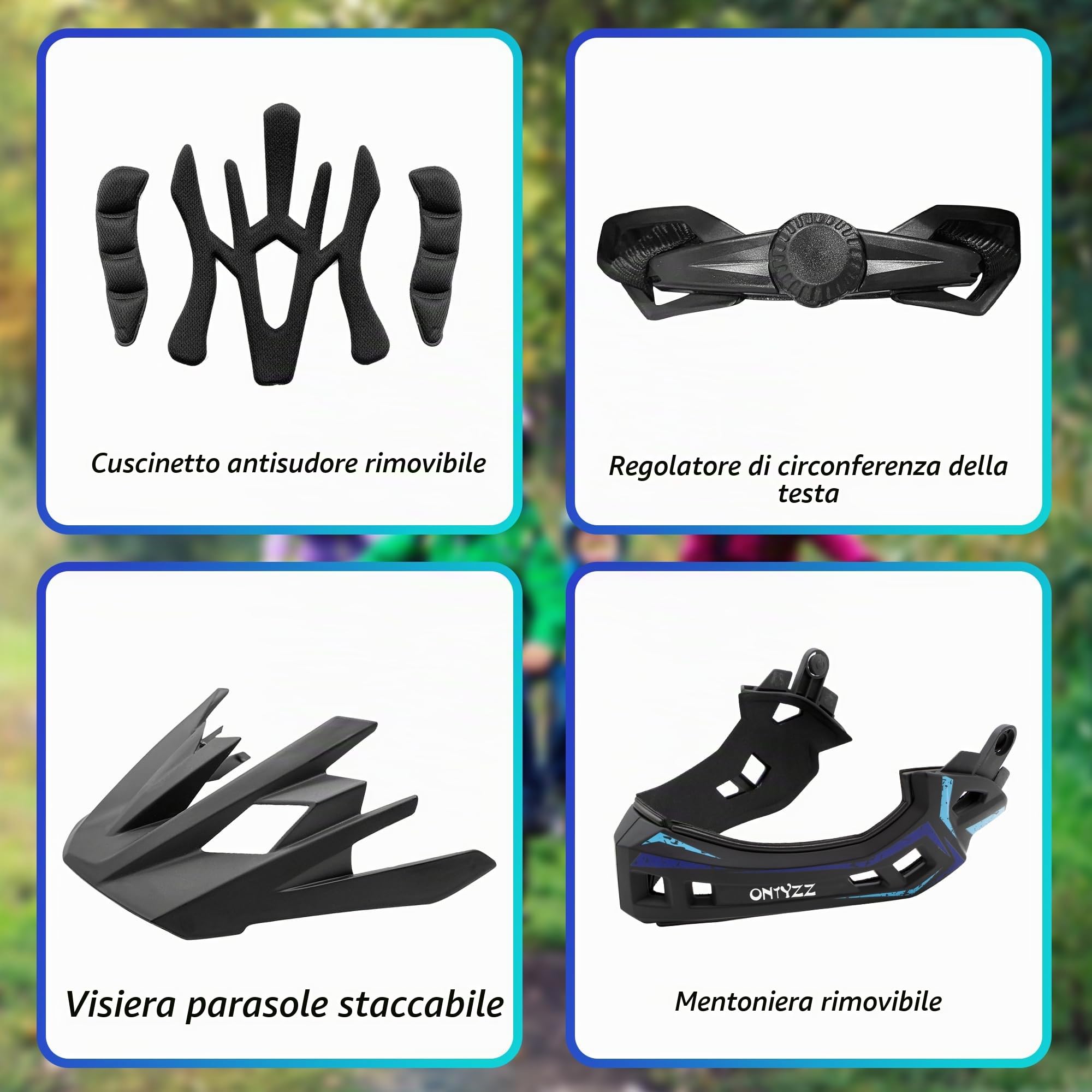 Casco da Bicicletta per Bambini Leggero Casco Integrale con Mentoniera Staccabile Visiera Rimovibile Casco Kids Downhill per Balance Bike Scooter Roller Skates