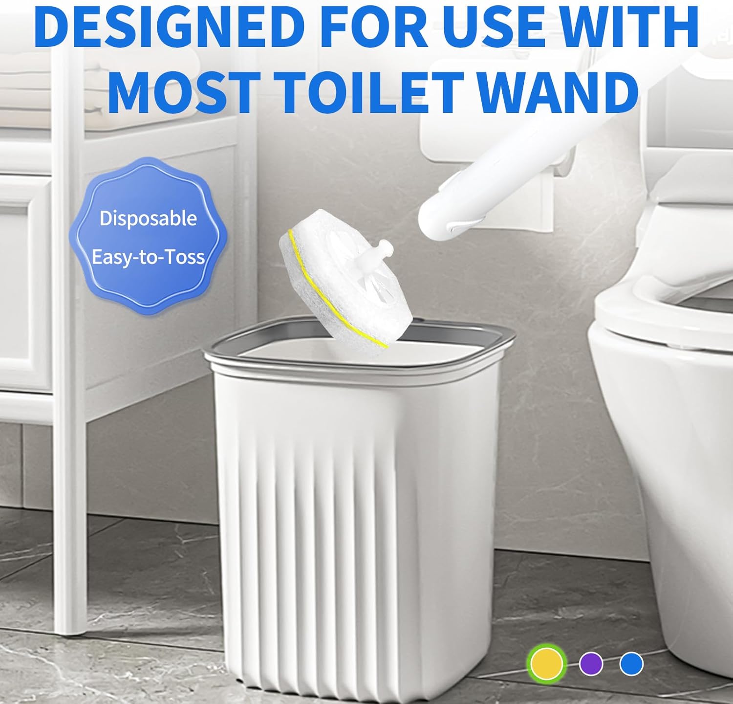 100 Count Toilet Wand Refills for Clorox, 4X Cleaning Power Toilet Bowl Cleaner Refill Pads for Clorox Wand System, Disposable Toilet Brush for Bathroom Cleaning，Light Scent