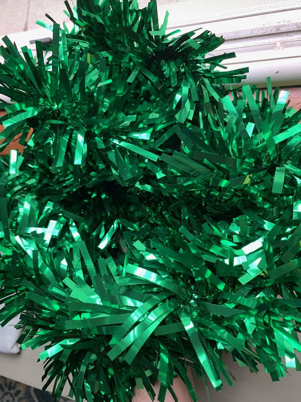 TCDesignerProducts Green Metallic Twist Garland - 4" x 25' roll, Parade Float Decorations for Trailer Or Golf Cart, Metallic Tinsel Garland, Christmas Garland Décor for Home and Party