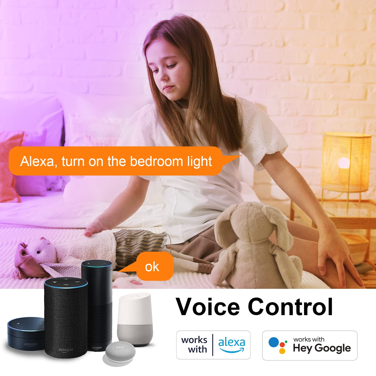 ANTELA Lampadine LED Alexa Inteligente WiFi E27 12W 1320ML, Dimmerabile Lampadina Smart, 94W equivalente, RGB & 2700K-6500K bianco freddo caldo, compatibile con Alexa/Google Home, 2 pezzi