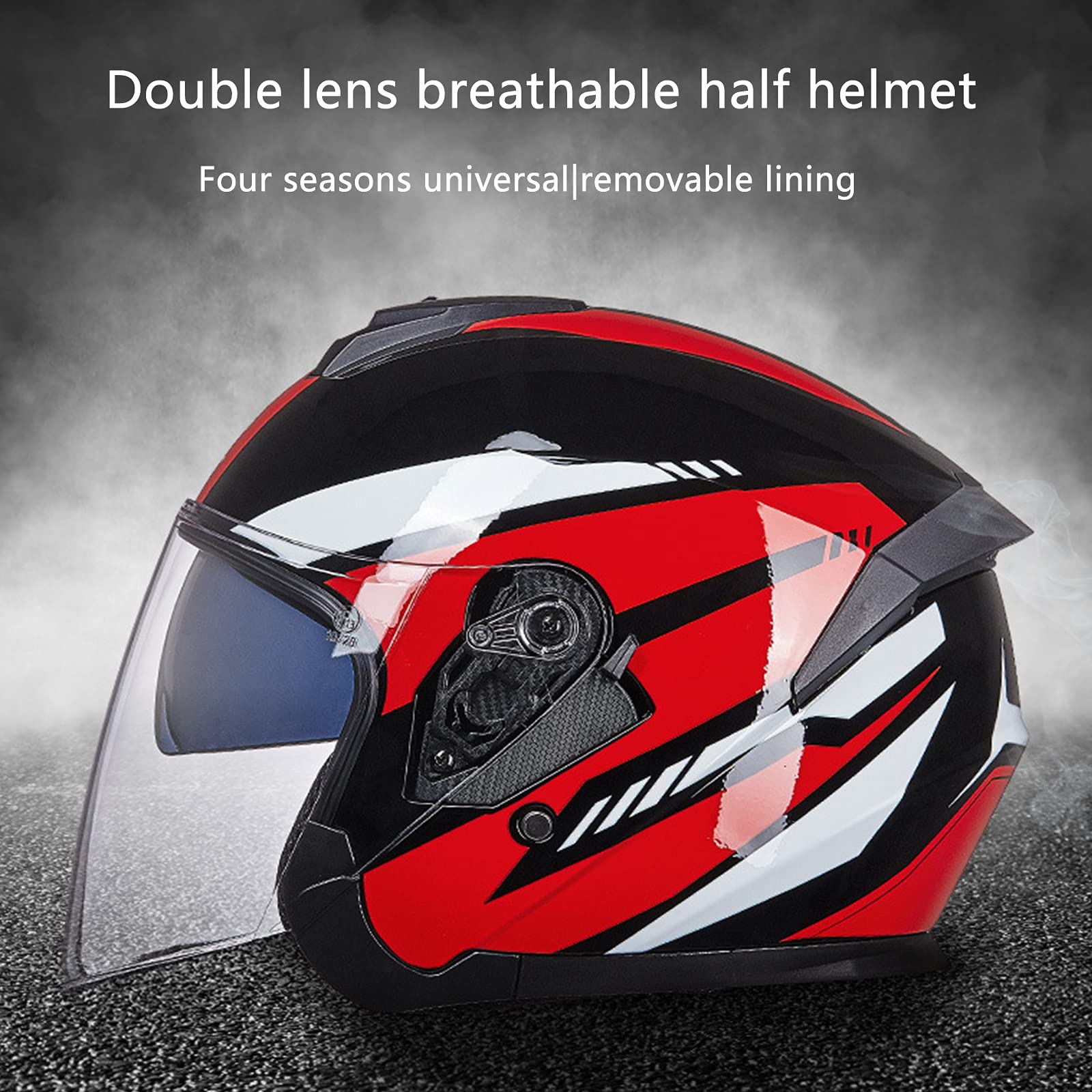 WRMIGN Casque De Moto Vintage, Casque De Moto à Face Ouverte Pour Cyclomoteur Jet Bobber Pilot Crash Chopper Casque Avec Pare-Soleil Pour Homme Femme ECE Homologué M