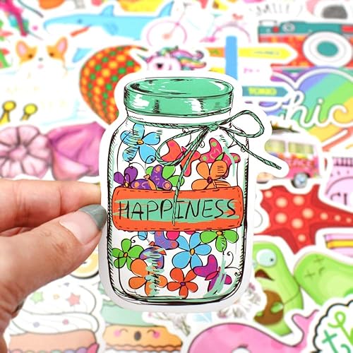 Miniatura 6 de Calcomanías impermeables para niñas. Calcomanías VSCO para botellas de agua y termos. Paquete de 100 unidades de lindas calcomanías para botellas de