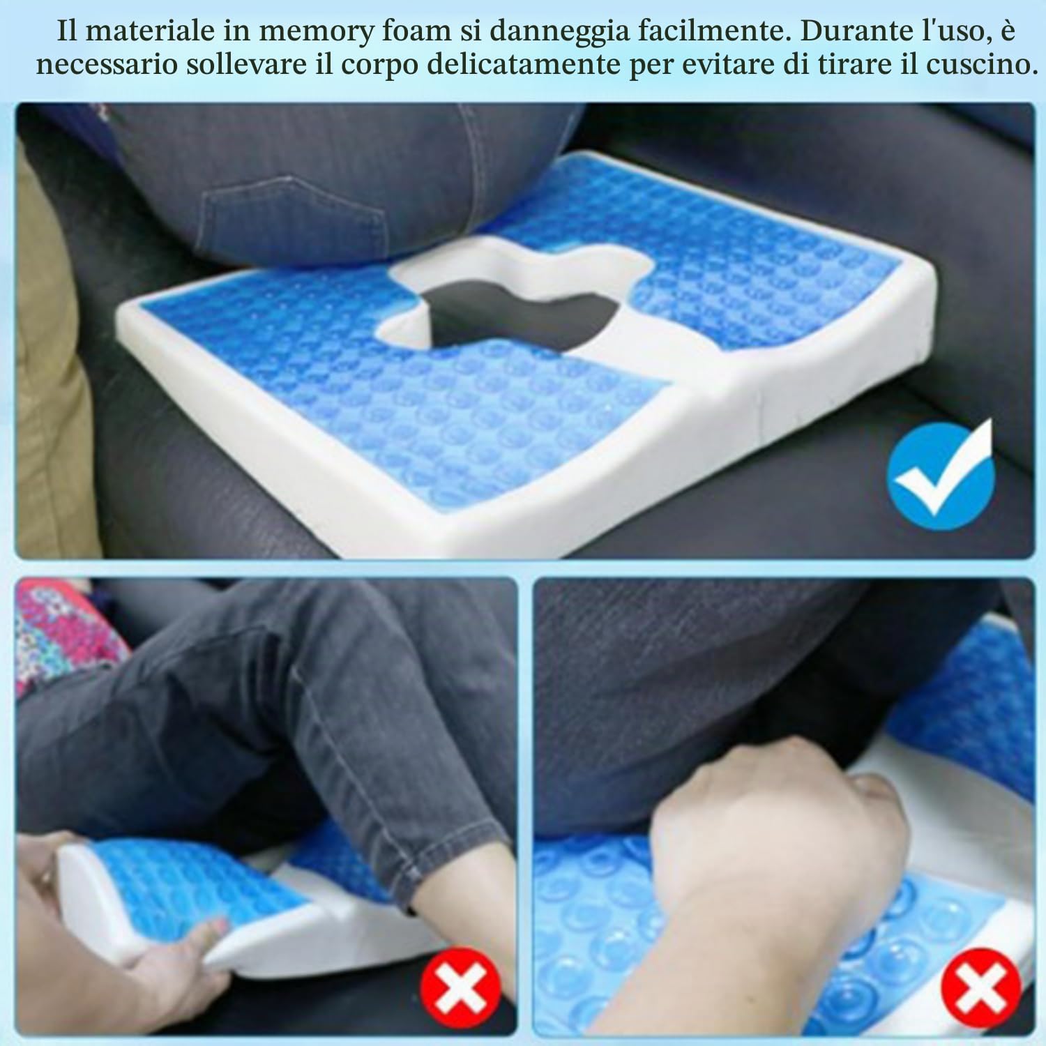 Cuscino Anti-Decubito,Cuscino In Memory Foam Per Il Coccige,Materiale In Fibra,Apertura a Forma Di t,Ottima Traspirabilità,Adatto Per Persone Costrette a Letto o Che Trascorrono Lunghi Periodi Sedute