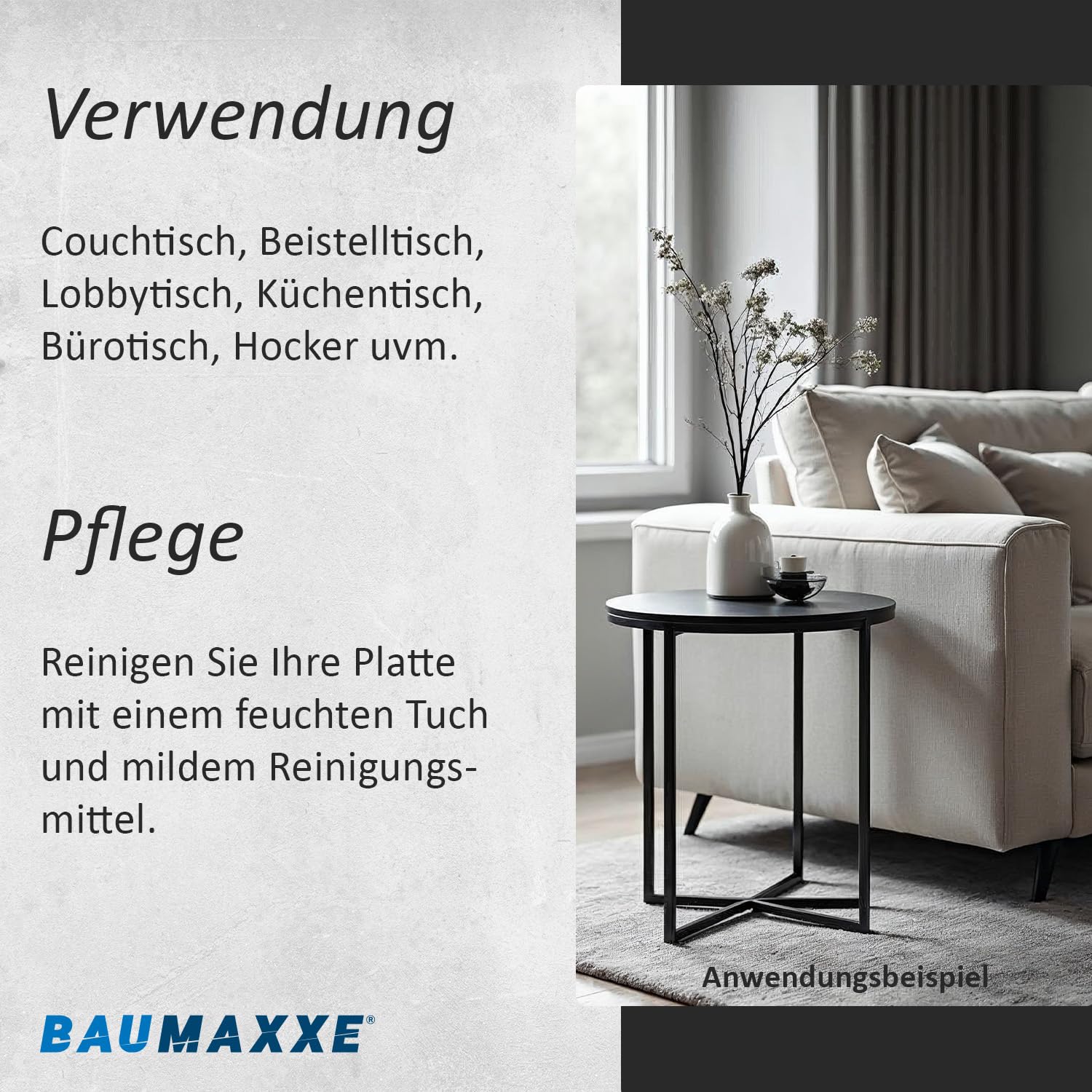Tischplatte Rund 60 cm Holz I Stärke: 10 mm I schwarz Ash I MDF Platte Rund mit Melaminbeschichtung beidseitig I DIY-Projekte I bm335