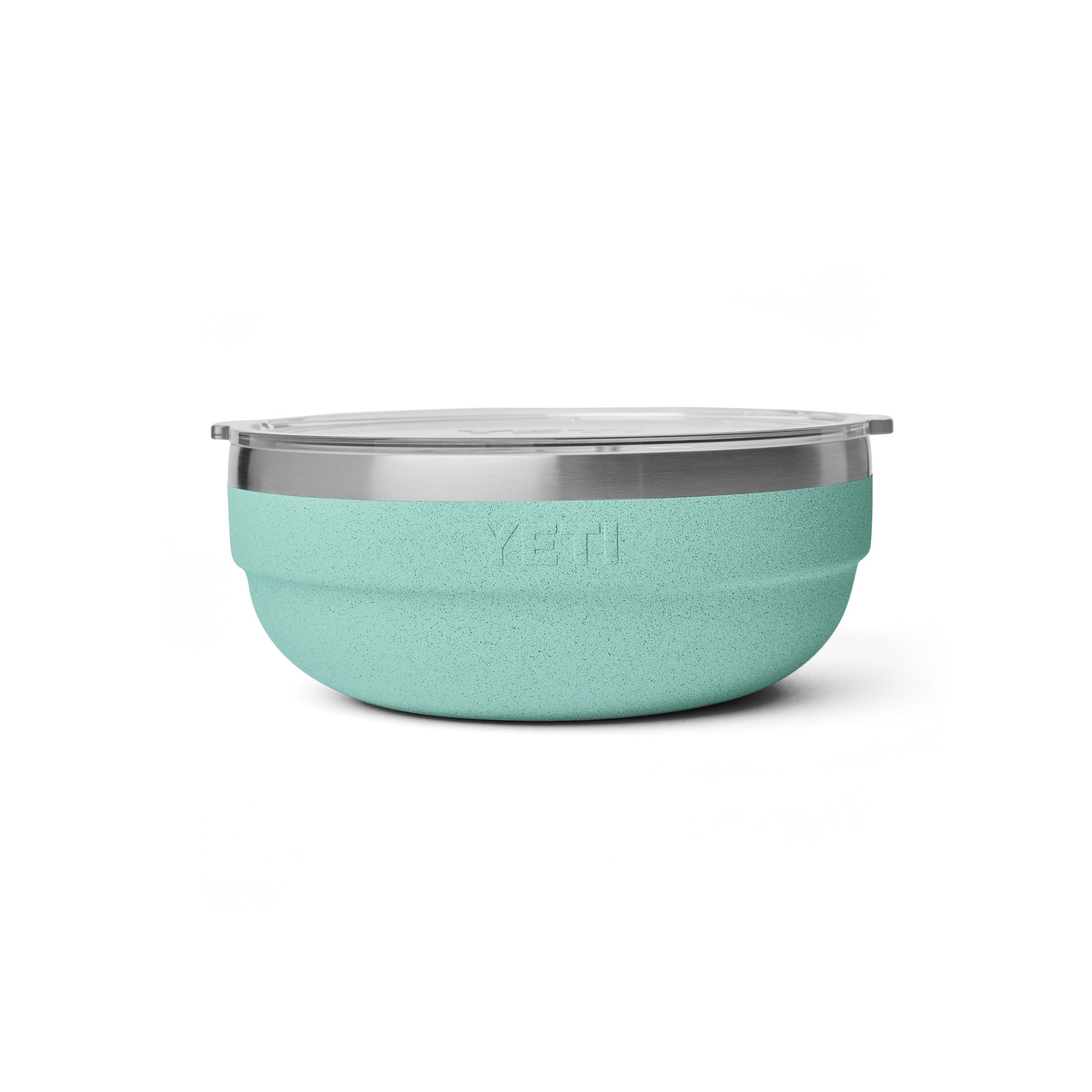YETI Rambler Low Bowl, Vacuum Insulated, Stackable and Nestable Stainless Steel Bowl with Lid, 3.6 Quart, Sea Stone