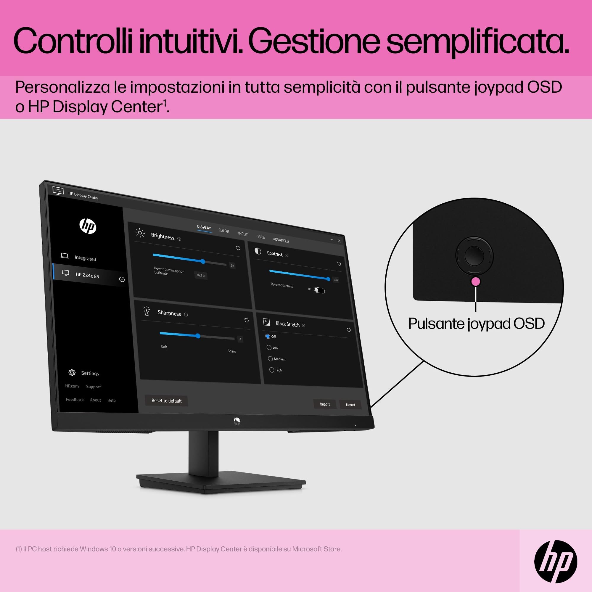 HP V24iE G5 Monitor Full HD da 24" (1920 x 1080, 75 Hz, 5 ms, IPS, 16:9), AMD FreeSync, luce blu bassa, HDMI, VGA, DisplayPort, Joypad OSD, antiriflesso, inclinazione regolabile, nero