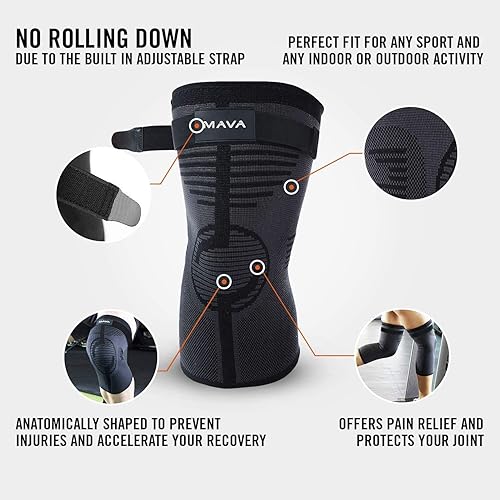 Miniatura 2 de Mava Sports - Rodillera de compresión de soporte para hombres y mujeres, perfecto para levantamiento de pesas, correr, entrenamiento de gimnasio,