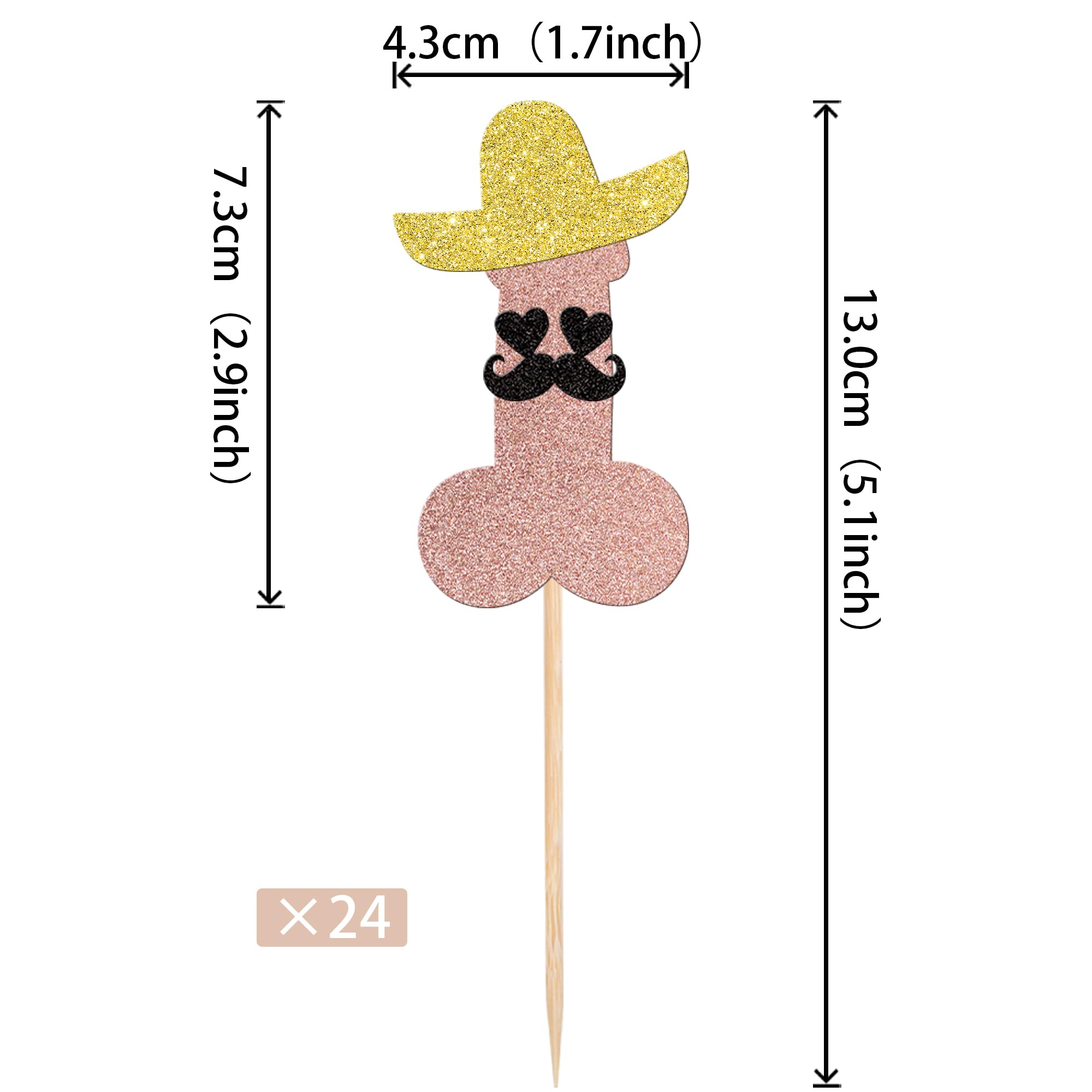 24 PCS Black Glitter Little Man Mini Mustache Bowtie Cupcake Toppers for Baby Shower Kid's Birthday Party Decorations