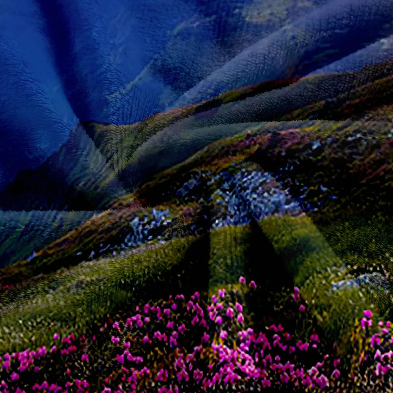 Aeici Couverture Polaire, Couverture Imprimée Enfant Couverture 180x200 cm Montagne Fleurie Coucher de Soleil Couverture de Canapé Cadeau pour Adultes et Enfants
