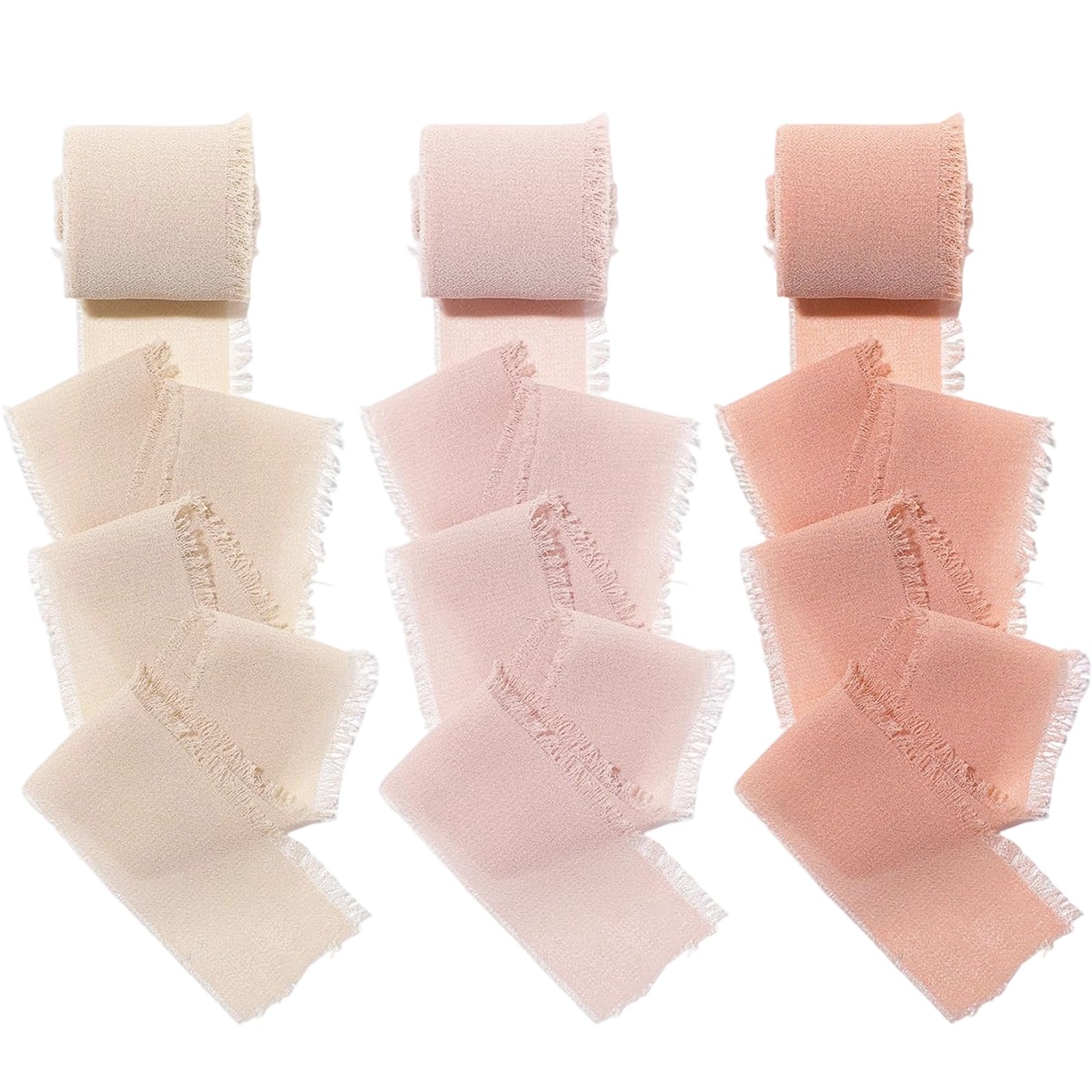Ribbon, 3 Rolls Organza Ribbon Set, Ruffled Edge Fabric Material Ribbons for Gift Wrapping, Wedding Bouquets, DIY Craft Projects, 4 cm x 5 m-image-46