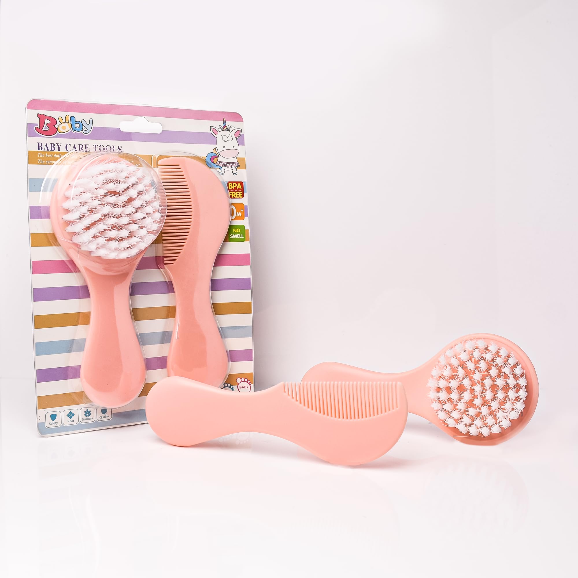 THE LITTLE LOOKERS Grooming Comb & Brush Set for Babies/Infants/Toddlers/Newborns (Pink')