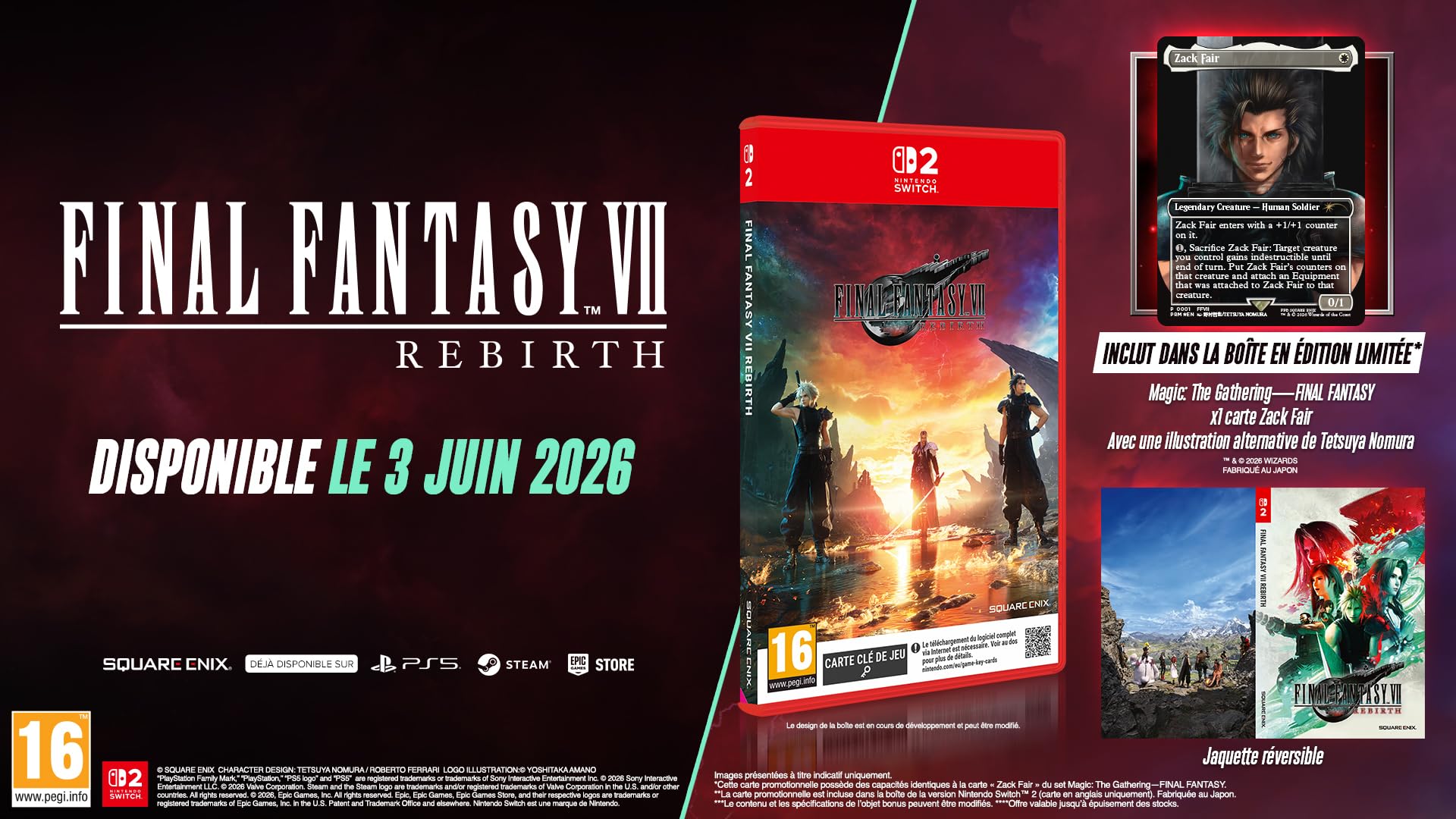 FINAL FANTASY VII REBIRTH (+ carte promotionnelle exclusive Magic: The Gathering - FINAL FANTASY) (SWITCH 2)