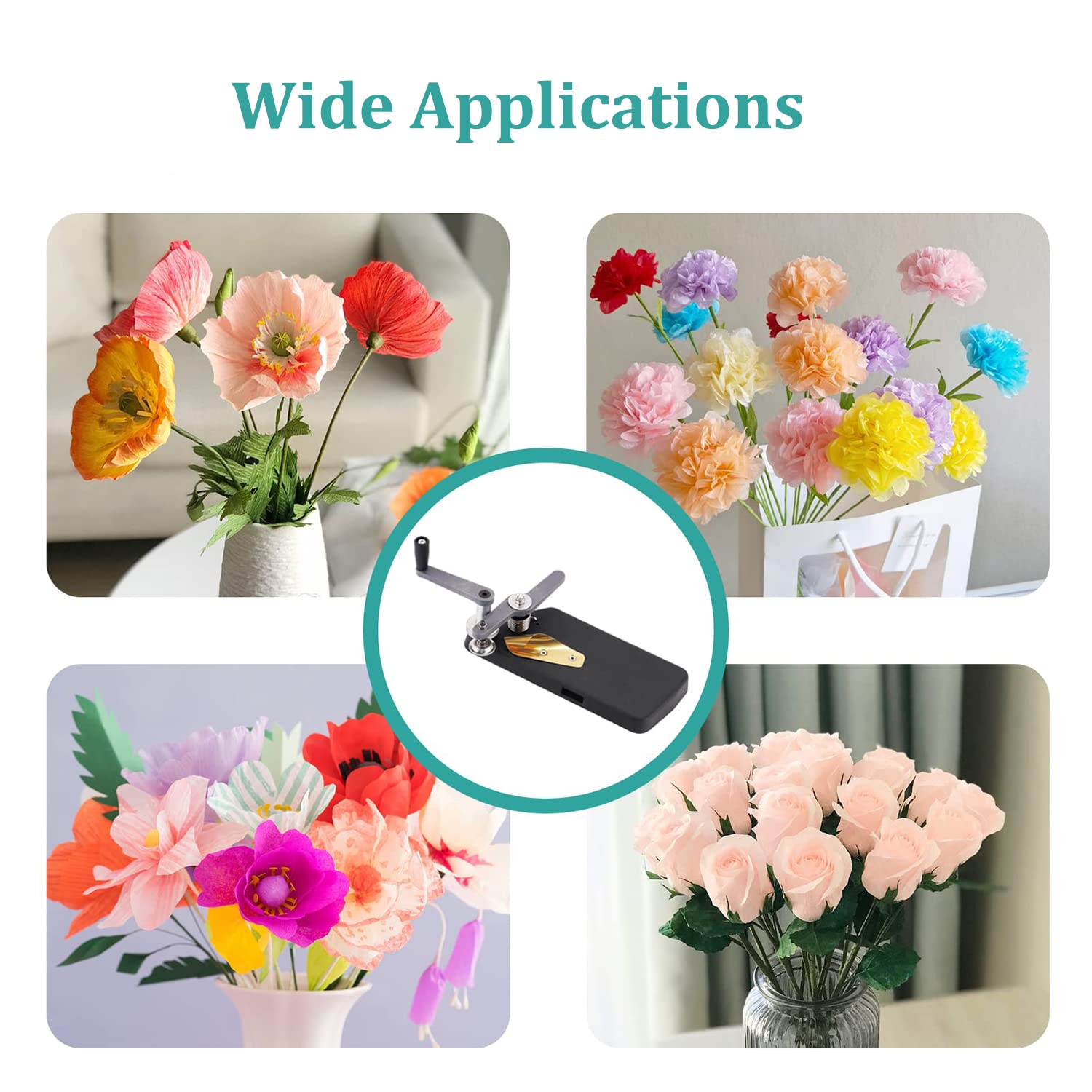 Krepppapier-Spitzenmaschine zum Locken von Blumen, feine / grobe Zähne, Crimper für Papierbasteln und Blumenverpackung, ideal zum Erstellen schöner Krepppapierblumen