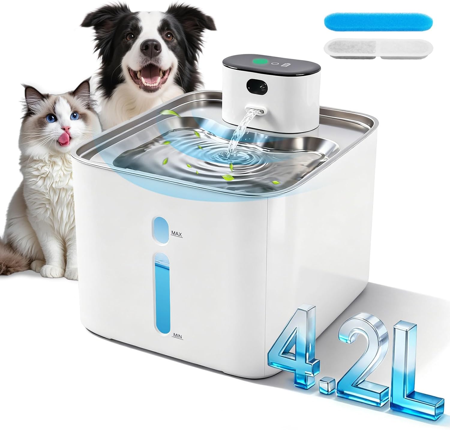 Fuente de Agua Automática para Gatos Jieffifa 4.2L Acero Inoxidable
