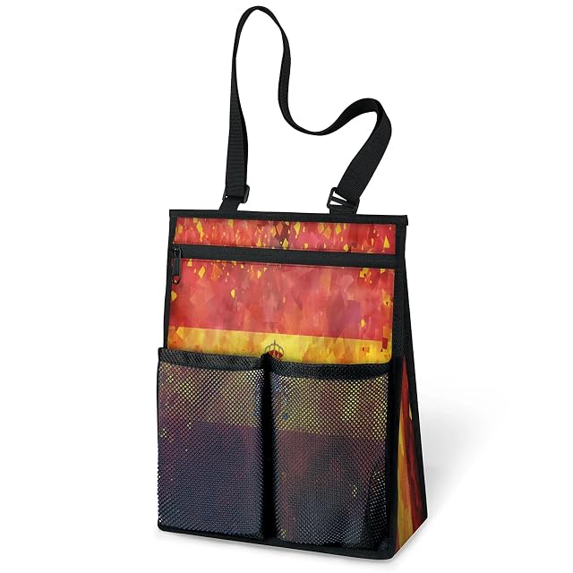 Ourtheme Spanish Flag Portable Shower Bag for Travel Gym Camp Beach Tote Shower Caddy Bags Hanging Toiletry Organizer