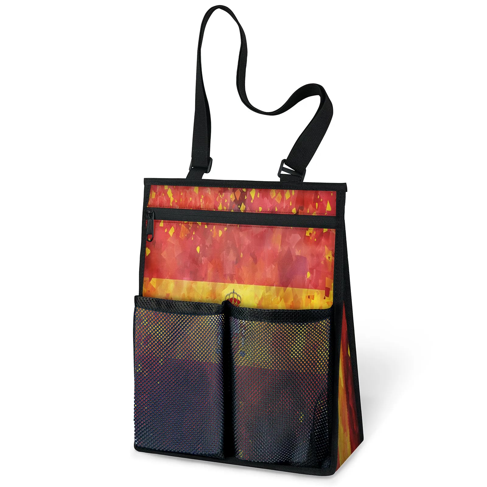 Ourtheme Spanish Flag Portable Shower Bag for Travel Gym Camp Beach Tote Shower Caddy Bags Hanging Toiletry Organizer