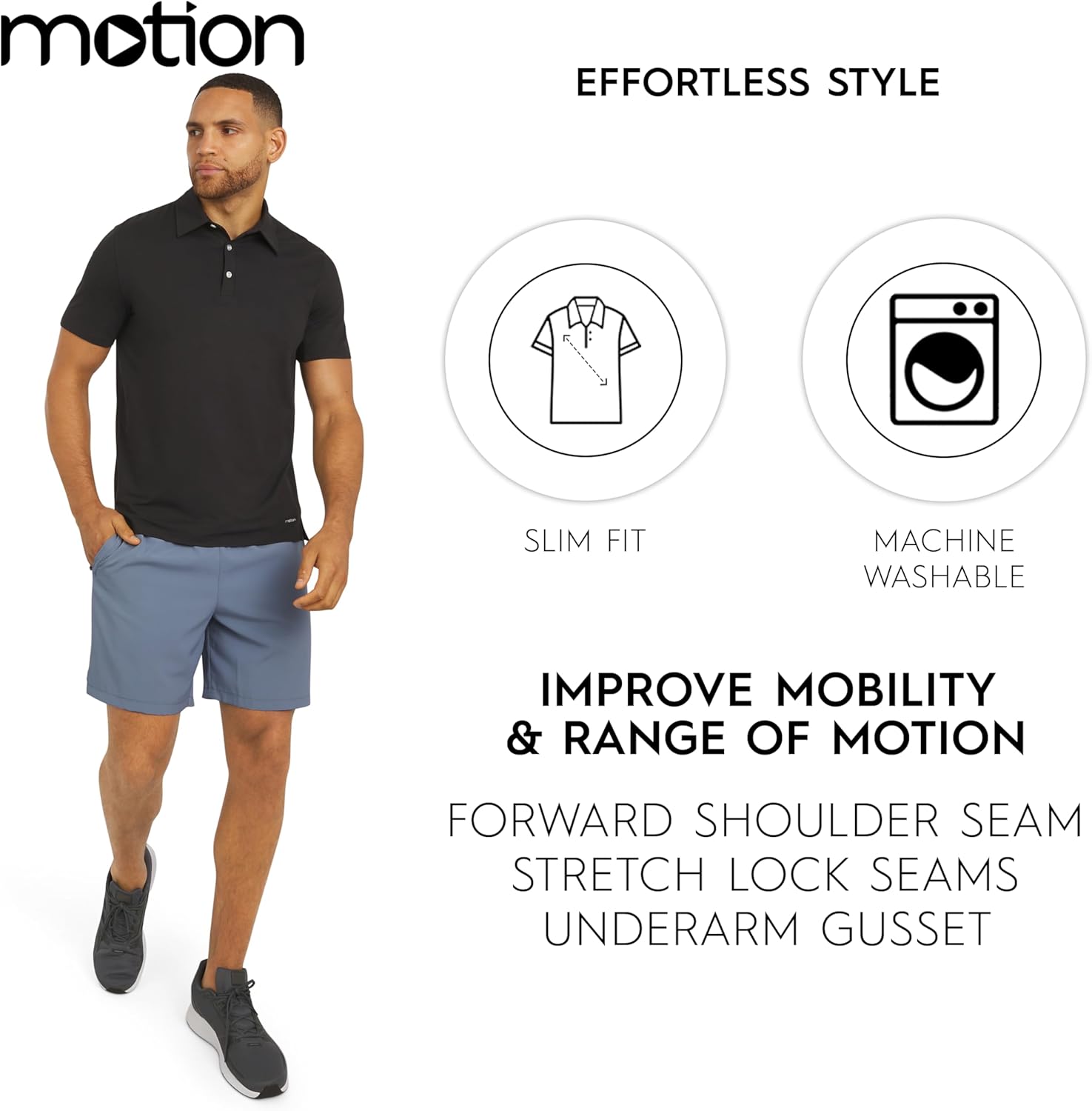 Motion Men's Slim Fit Active Performance and Everyday Super Soft Stretchable Polo Shirt (S-XL) - Image 4