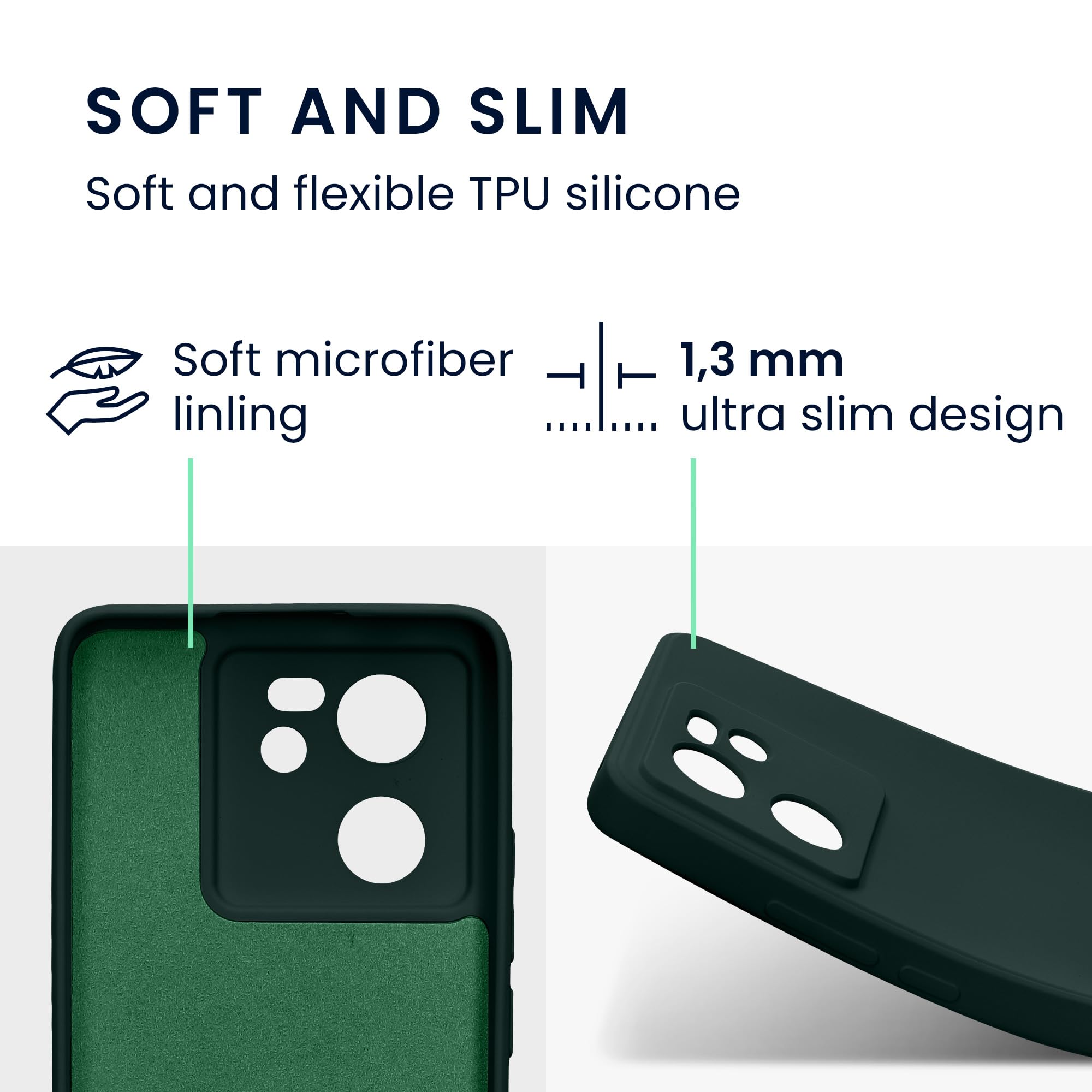 kwmobile Custodia Compatibile con Xiaomi 13T / 13T Pro Cover - Back Case per Smartphone in Silicone TPU - Protezione Gommata - ardesia scuro