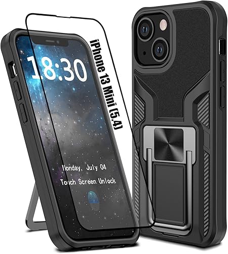 LMDAMZ Funda resistente para iPhone 13 Mini anticaídas, resistente grado militar, a prueba de golpes, doble protección (TPU+PC), funda magnética