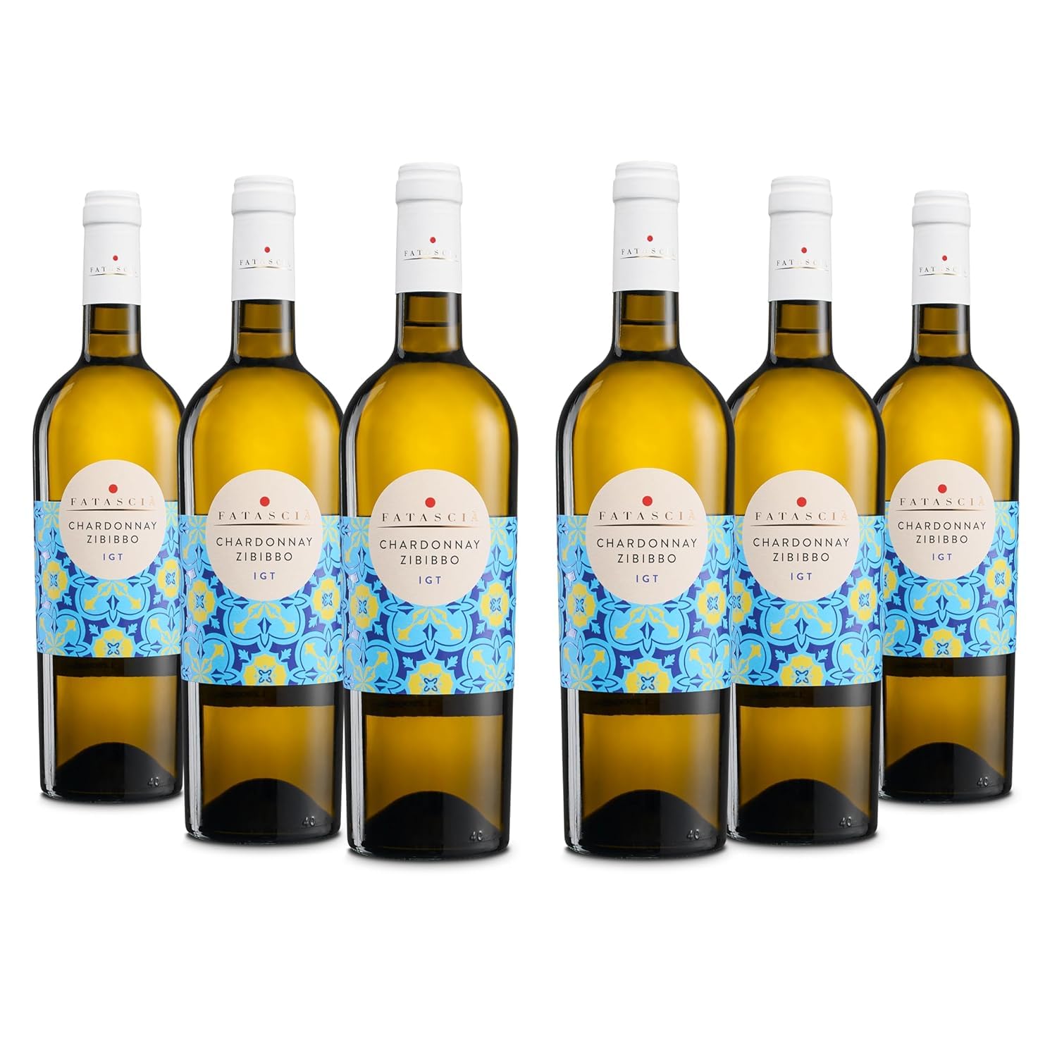 Fatascià Chardonnay Zibibbo Terre Siciliane IGT, Vino Bianco Elegante, Armonioso e dai Profumi di Frutta Gialla, Gradazione Alcolica 13% Vol, Confezione con 6 Bottiglie da 750 ml