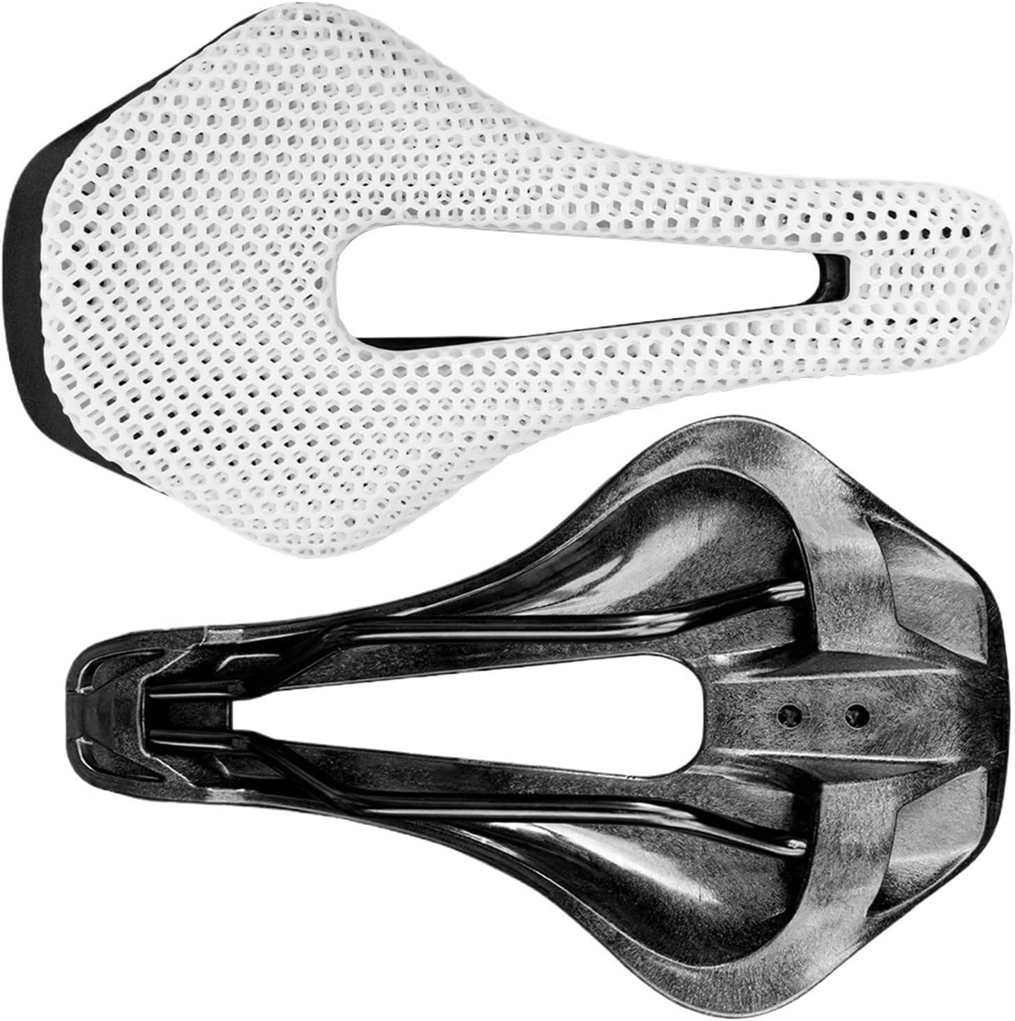 3D Printed Saddle Ultralight Hollow Comfortable Full Carbon Road Racing Bike Cycling Fit for Seat Bike Cushion Parts(White Carbon Base)