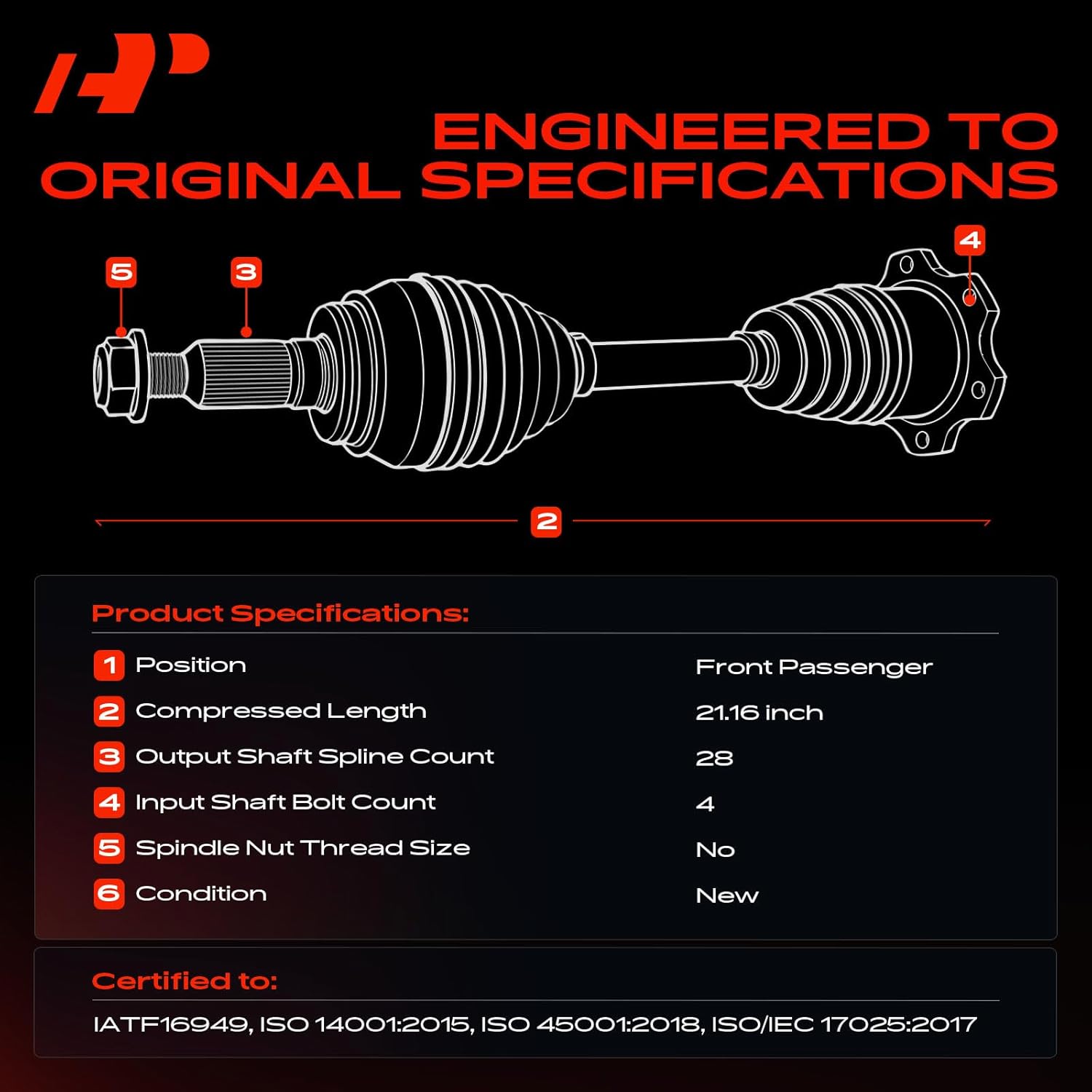 A-Premium CV Axle Shaft Assembly Compatible with Mitsubishi Montero 1992-1996/1999-2000, Montero Sport 1997-2004, V6 3.0L 3.5L, Front Right Passenger Side, Replace# MR276860, MR276870