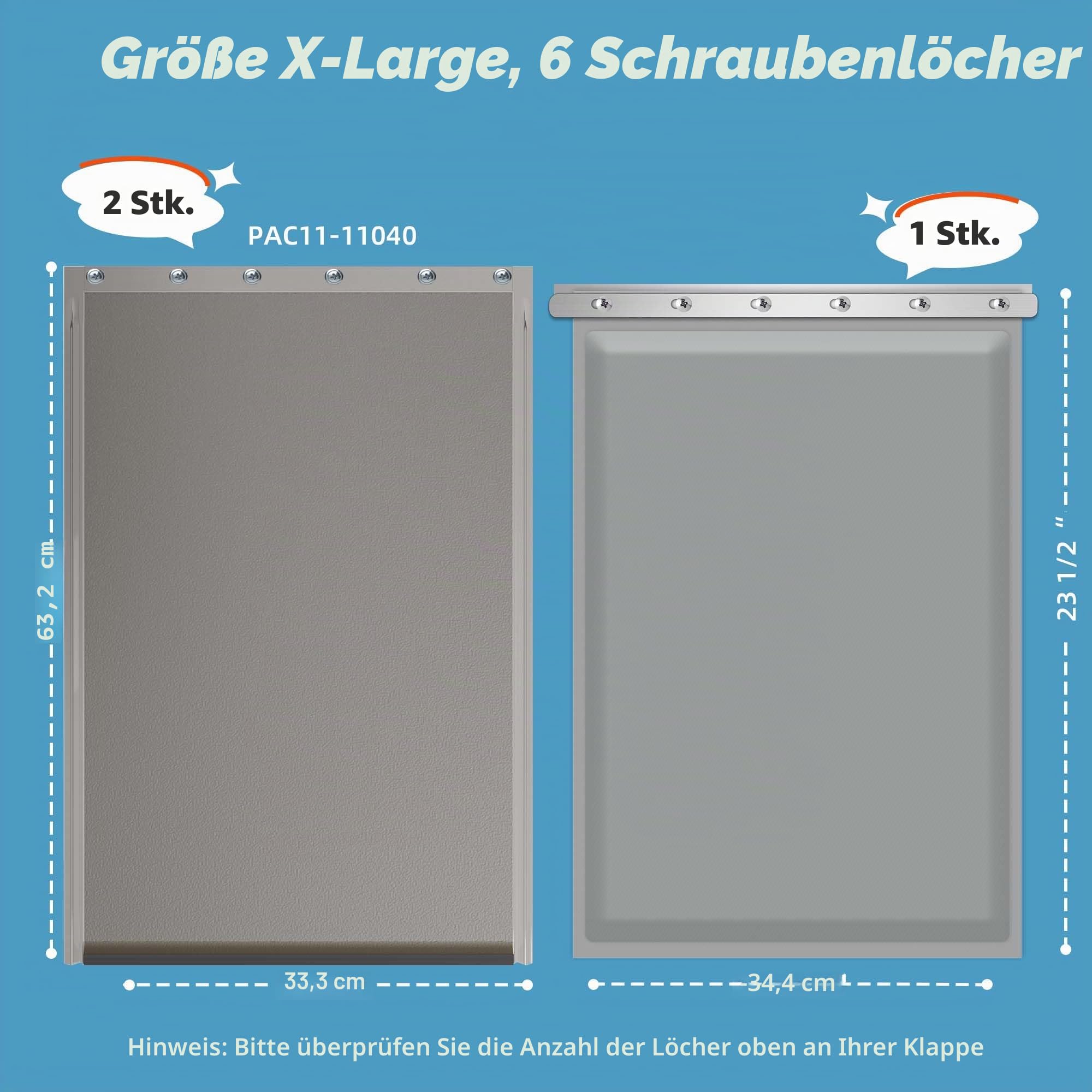 Ersatzklappe für Hundetür mit 3 Klappen, extra groß, mit Schrauben, für Extremwetter-Ersatzklappen, kompatibel mit PetSafe Freedom Doggie Türen, Ersatzklappen PAC11-11040, 33 x 61 cm