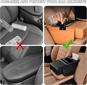 Multifunctional Car Armrest Storage Box - Auto Armrest Pad Storage Box, 2-in-1 Storage Box for Auto Armrest, Car Armrest Cushion,Auto Center Console Armrest, Arm Rest for Car